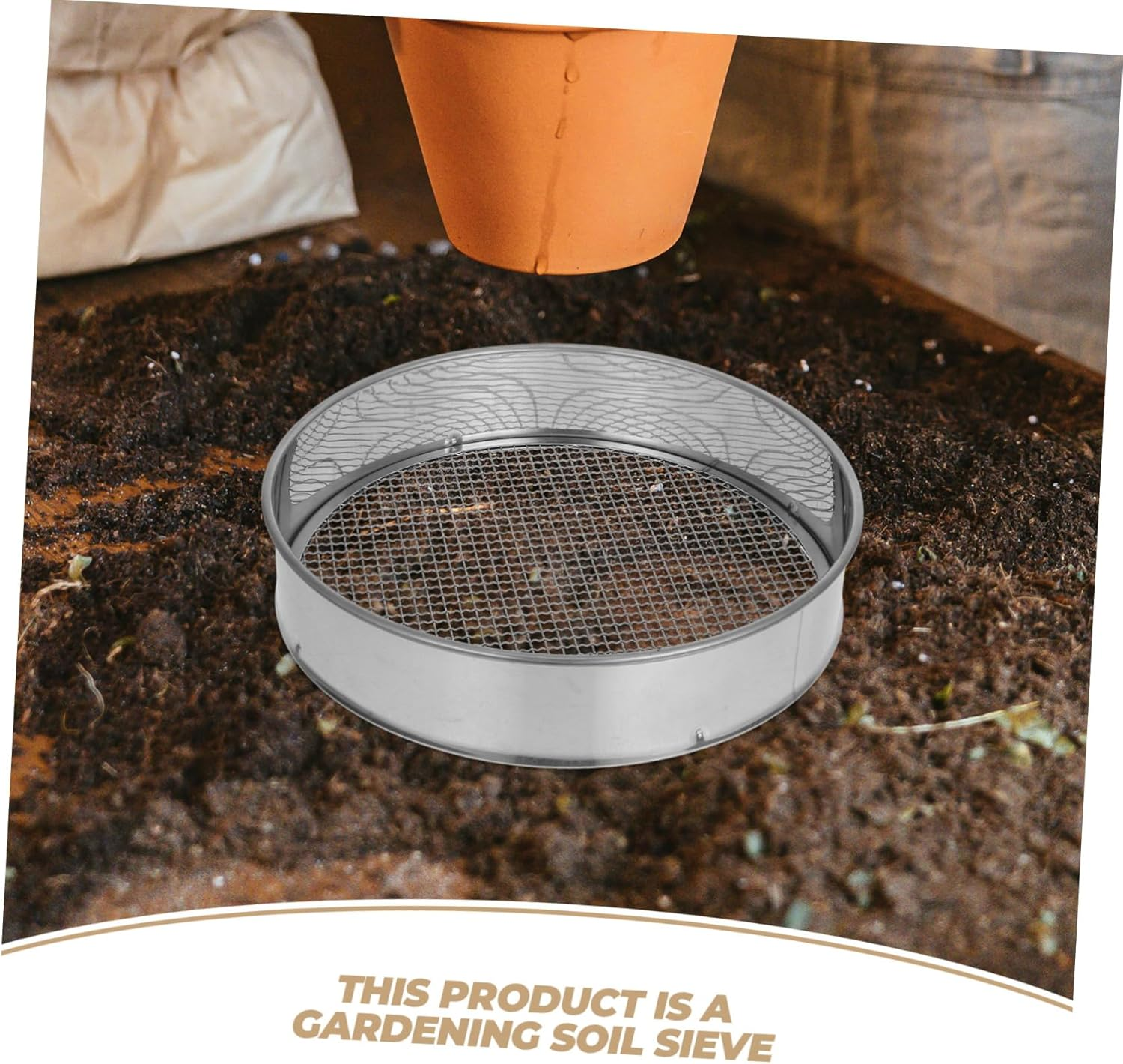 OFFSCH Garden Soil Sifter Sieve Mesh Sifter for Rocks Handheld Soil Sieve Essential Gardening Tool image number 5