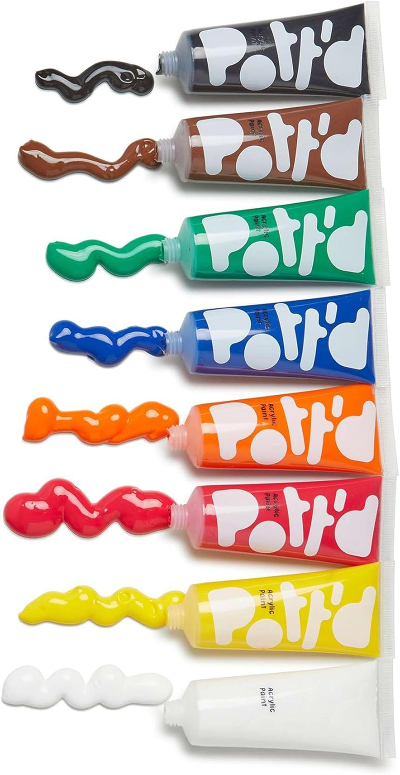 Pott'D&trade; Premium Acrylic Pottery Paints for Adults, Paint Set, Pottery Painting Kit for Air-Dry Clay - Regular Paints - Glitter Paints image number 4