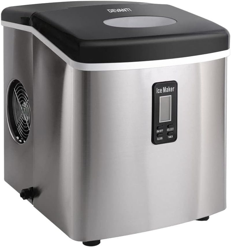 Devanti 120W Stainless Steel Portable Ice Cube Maker Machine, 3.2 Litre Capacity, Silver image number 2