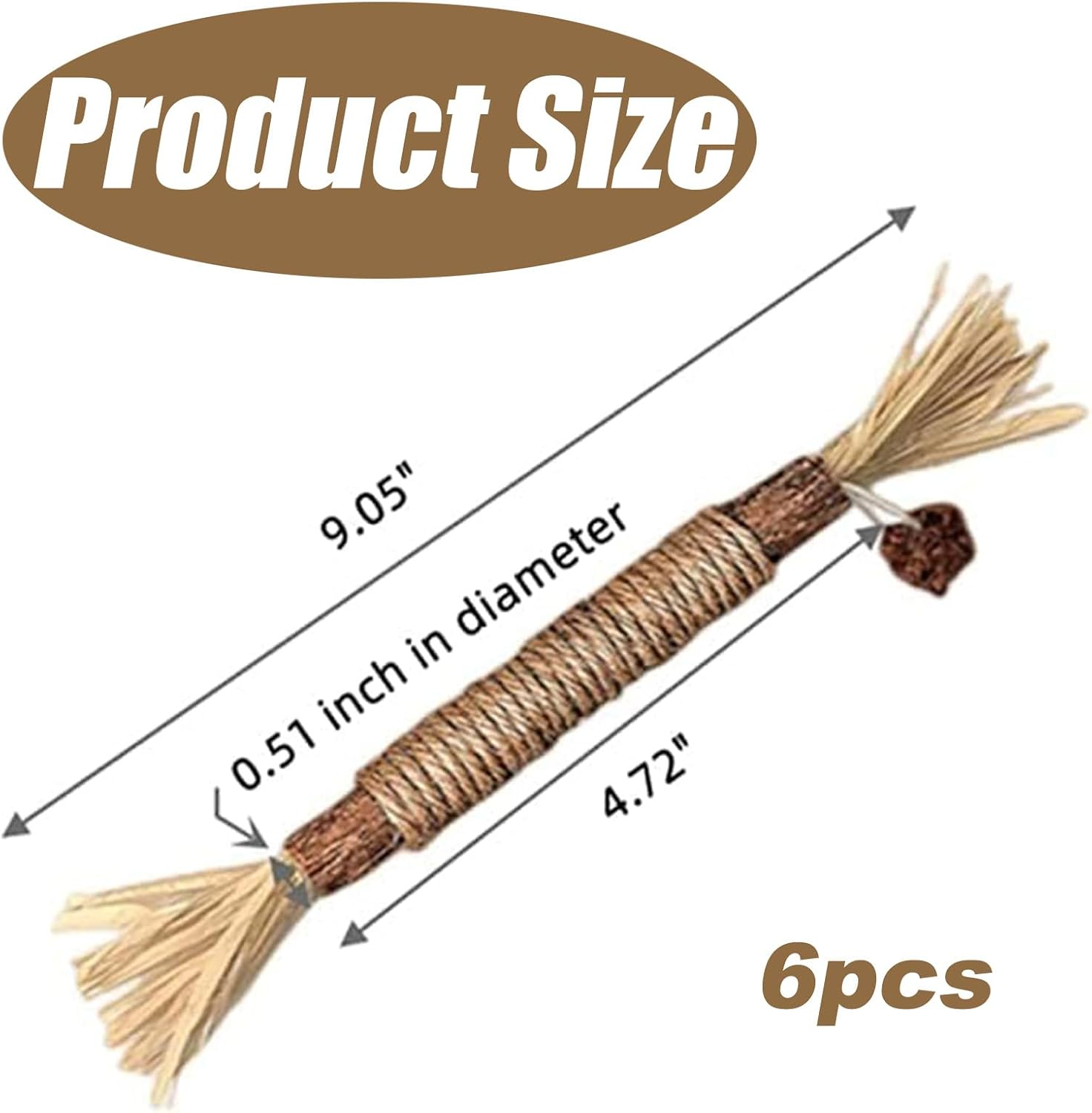 6 Pack Silvervine Chew Sticks for Cats, Natural Catnip Chew Toys for Kittens Teeth Cleaning, Dental Care, Increase Appetite, Calm Cat Anxiety and Stress, Aggressive Chewers Cat Dental Toy image number 4