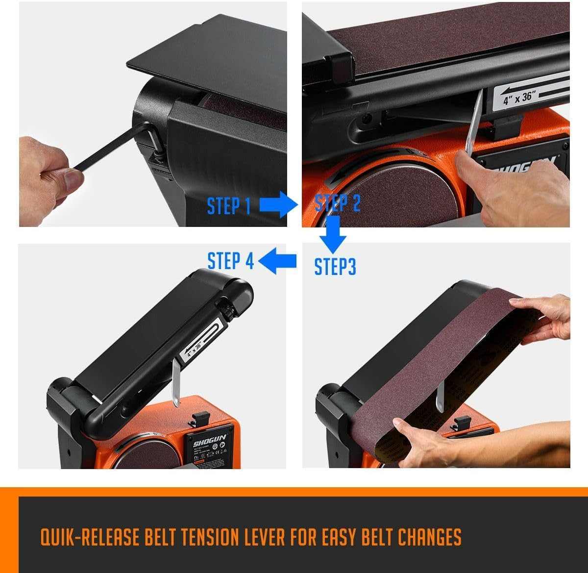 SHOGUN Belt Disc Sander Power Tool Linisher Machine Grinder Bench Sanding Grinding 4X36" Belt 6" Disc 500W image number 3