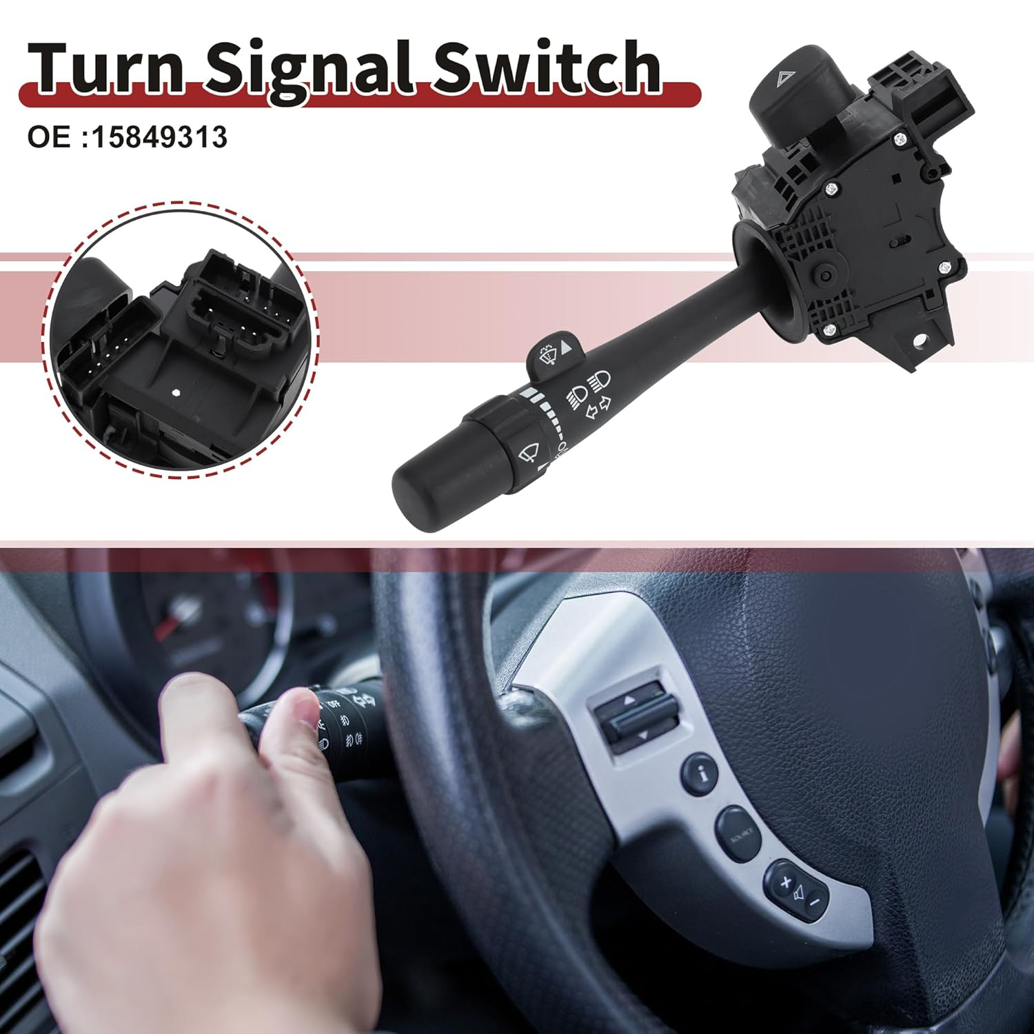 X AUTOHAUX Steering Column Turn Signal Switch Lever Multifunction Combination Switch for Chevrolet Silverado 1500 for GMC Sierra 1500 No.15849313