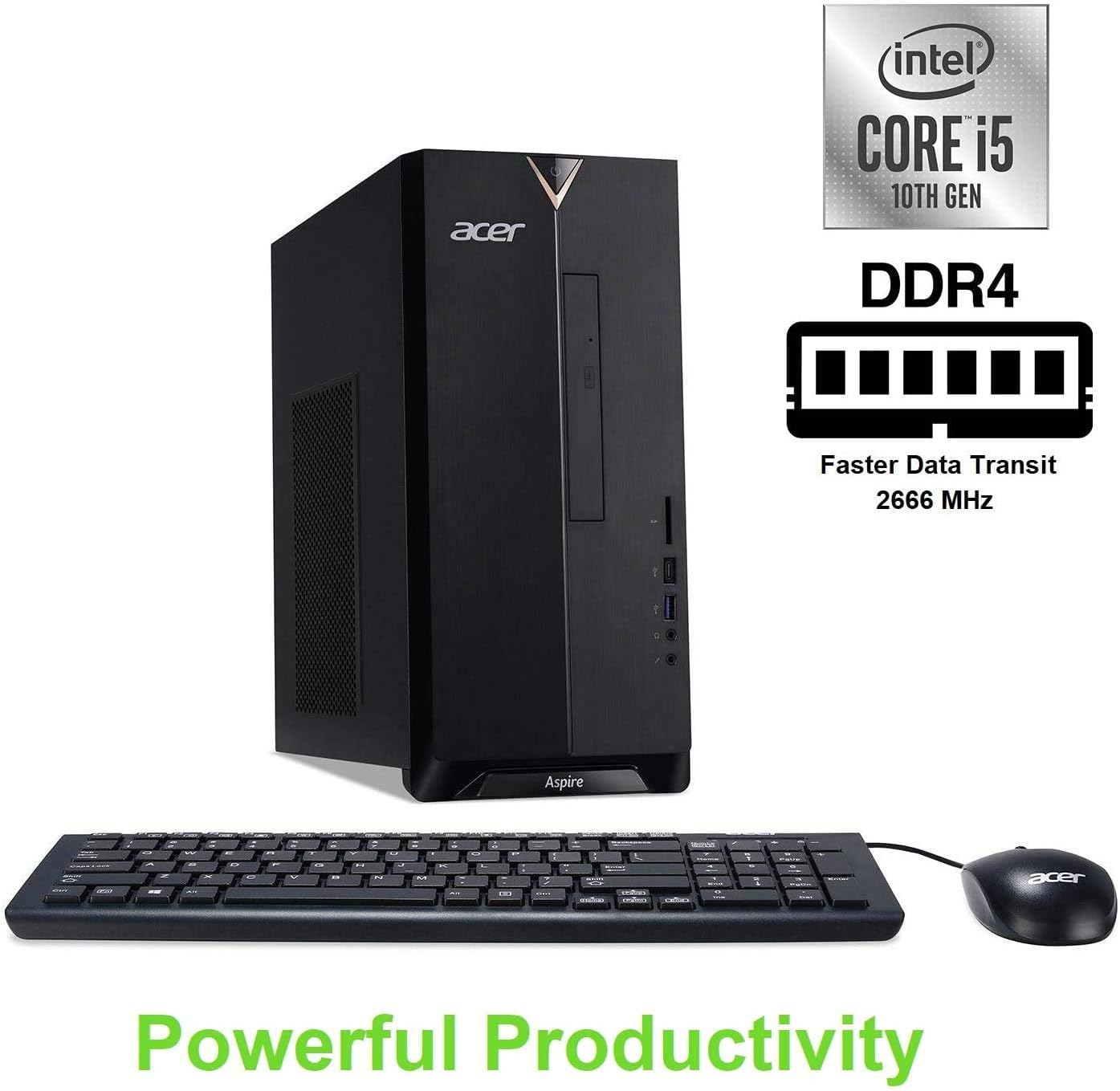 2022 Acer Aspire TC Desktop | Intel 6-Core I5-10400 Processor | 32GB DDR4 1TB Nvme SSD | Intel UHD Graphics | Wifi AX | BT | USB 3.2 | Type C | HDMI | RJ45 | DVD Writer | Windows 11 Home image number 2