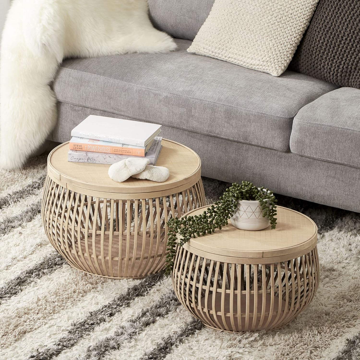 COOPER & CO. HOMEWARES Sara Set of 2 Bamboo Coffee Tables (FU0014-NA)