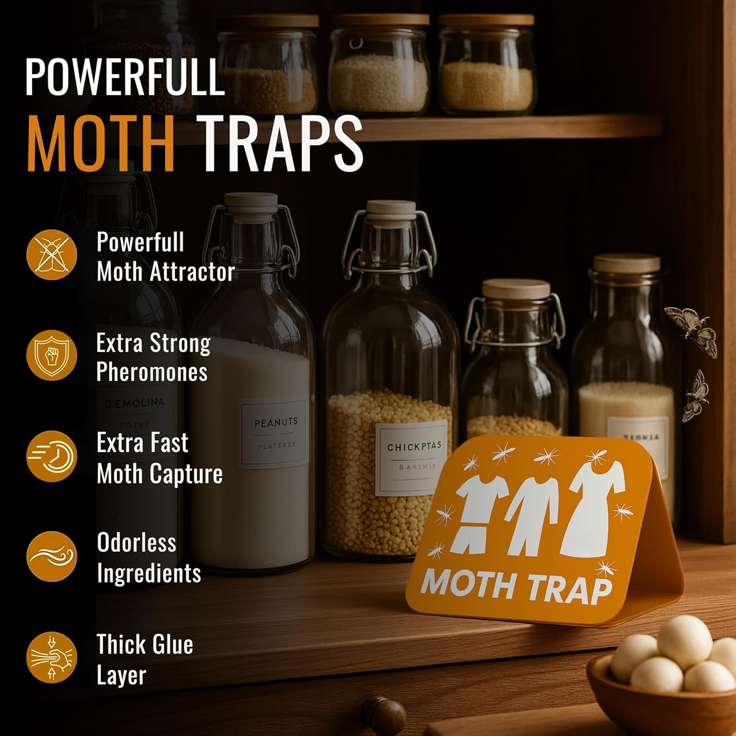 Moth Traps &ndash; Non-Toxic Pheromone Sticky Traps for Clothes & Pantry Moths &ndash; Odorless, Safe for Home Use, Effective & Easy to Use &ndash; 8 Pack - Pack Of 8 image number 4