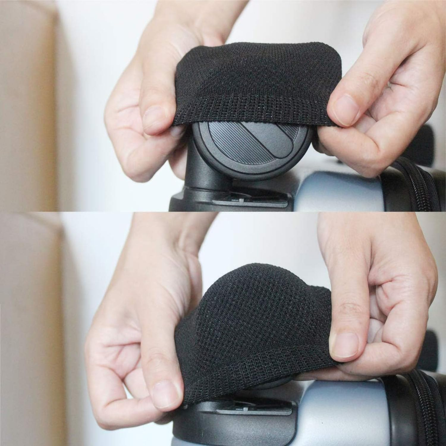 Xiufortion 8 PCS Luggage Suitcase Wheels Socks Dust Socks Prevents Dirt and Rolling Keep Floors Clean Luggage Wheels Cover Socks, Black, Suitcase Wheels Socks