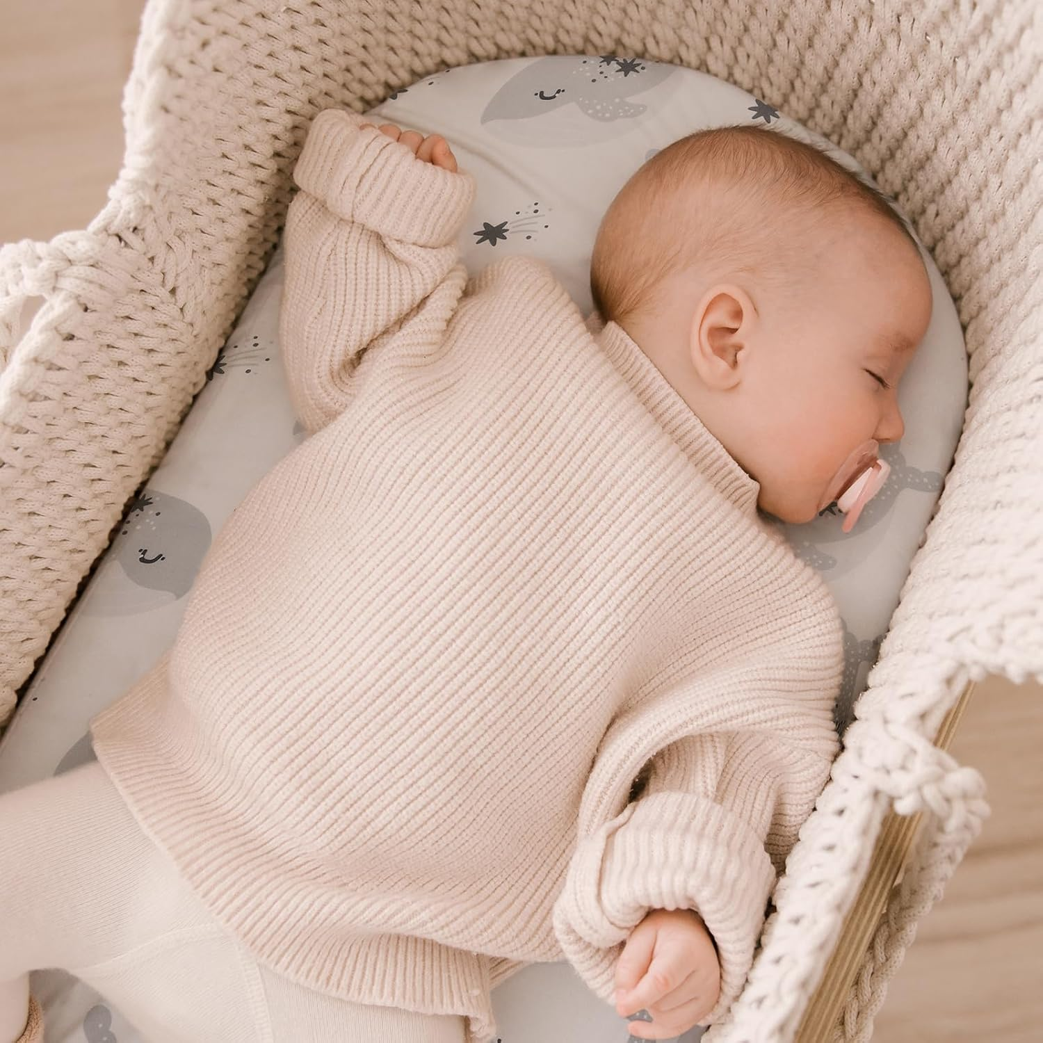 Yoofoss Bassinet Sheets Baby Girl Boy, Fitted Bassinet Sheet Set 3 Pack Universal Fit for Cradle Moses Basket Oval Rectangle round Hourglass Mattress,Soft Breathable (Blue+Seahorse) image number 5