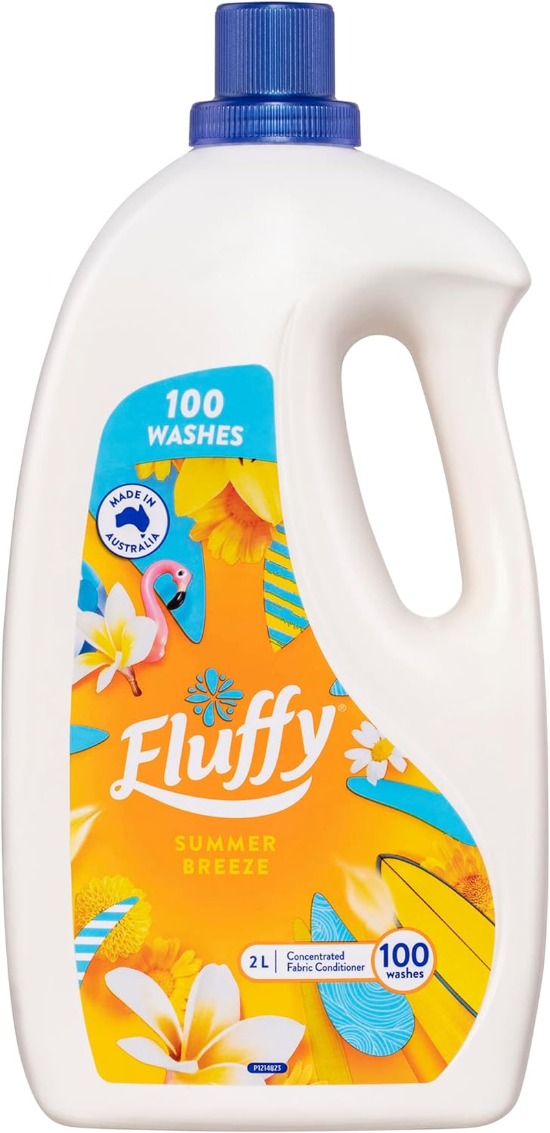 Fluffy Concentrate Liquid Fabric Softener Conditioner, 2L, 100 Washes, Summer Breeze, Long Lasting Freshness image number 4