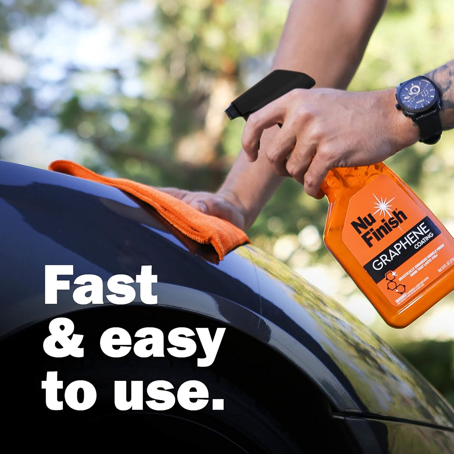 Nu Finish Water-Repellent Ceramic and Graphene Technology Vehicle Finishing Kit, Car Shine - Includes Graphene Coating Spray and Microfiber Towel image number 4