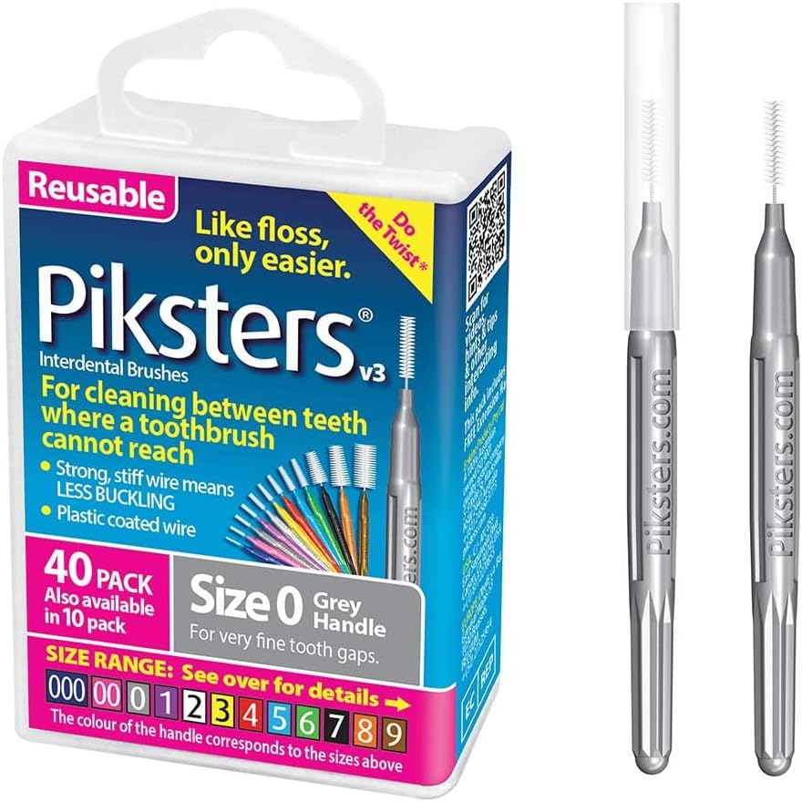 Piksters Interdental Brush - Brushes for Cleaning between Teeth (40 Pack, Size 2 (White))