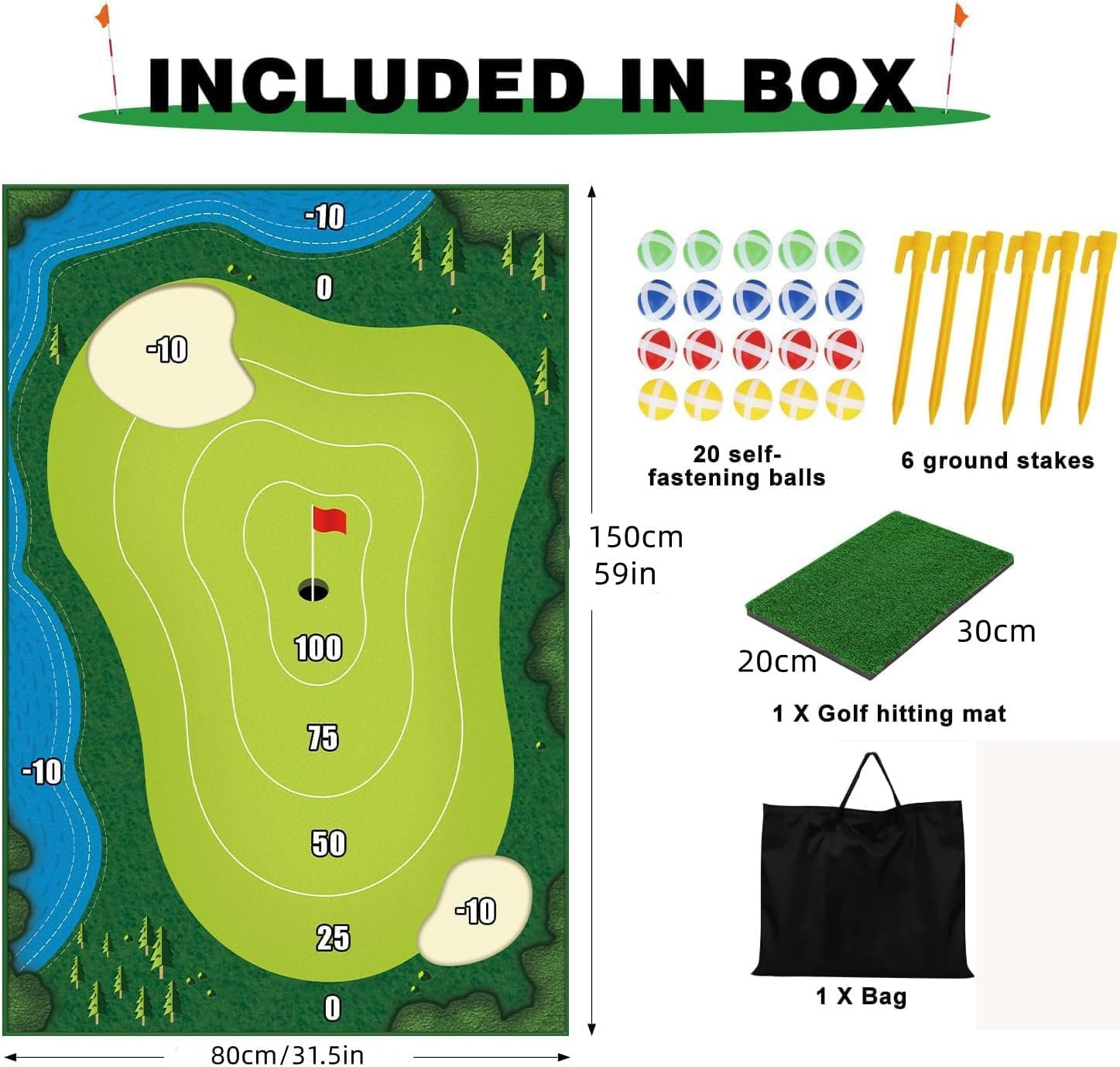 Casual Golf Mat -Sticky Golf Game Set for Adults Indoor Outdoor - Reusable Complete Golf Game Set, Hitting Sticking ​Golf Casual Golf Play Fun Mat，Golf Putting Mat image number 2