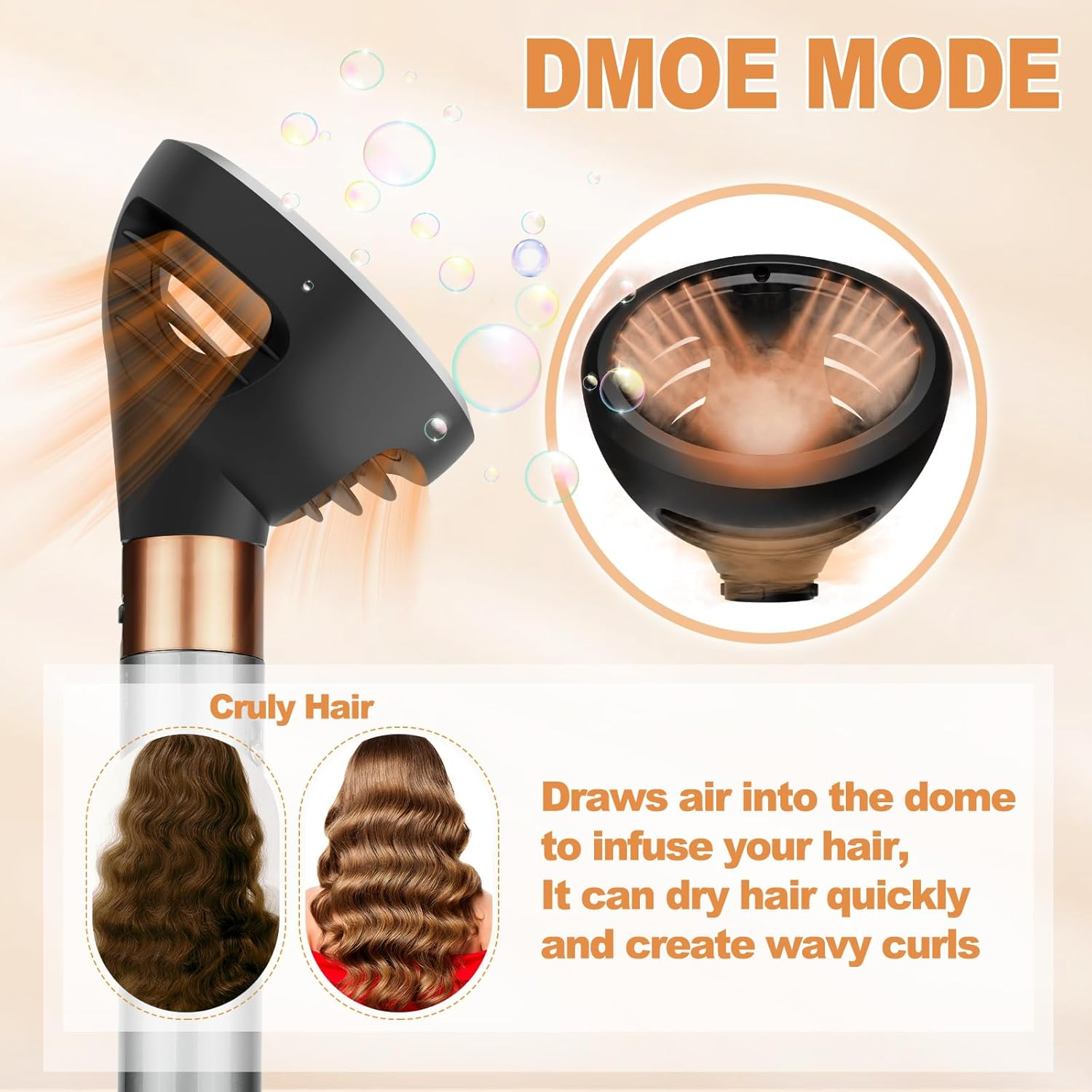 YTCHYYSK Wave Curl Diffuser Attachment for Dyson Airwrap HS01 HS05 HS08, Upgraded Hair Diffuser Nozzle Dome and Diffuse Modes to Dryer Faster and Define Curls Hair, Grey image number 1