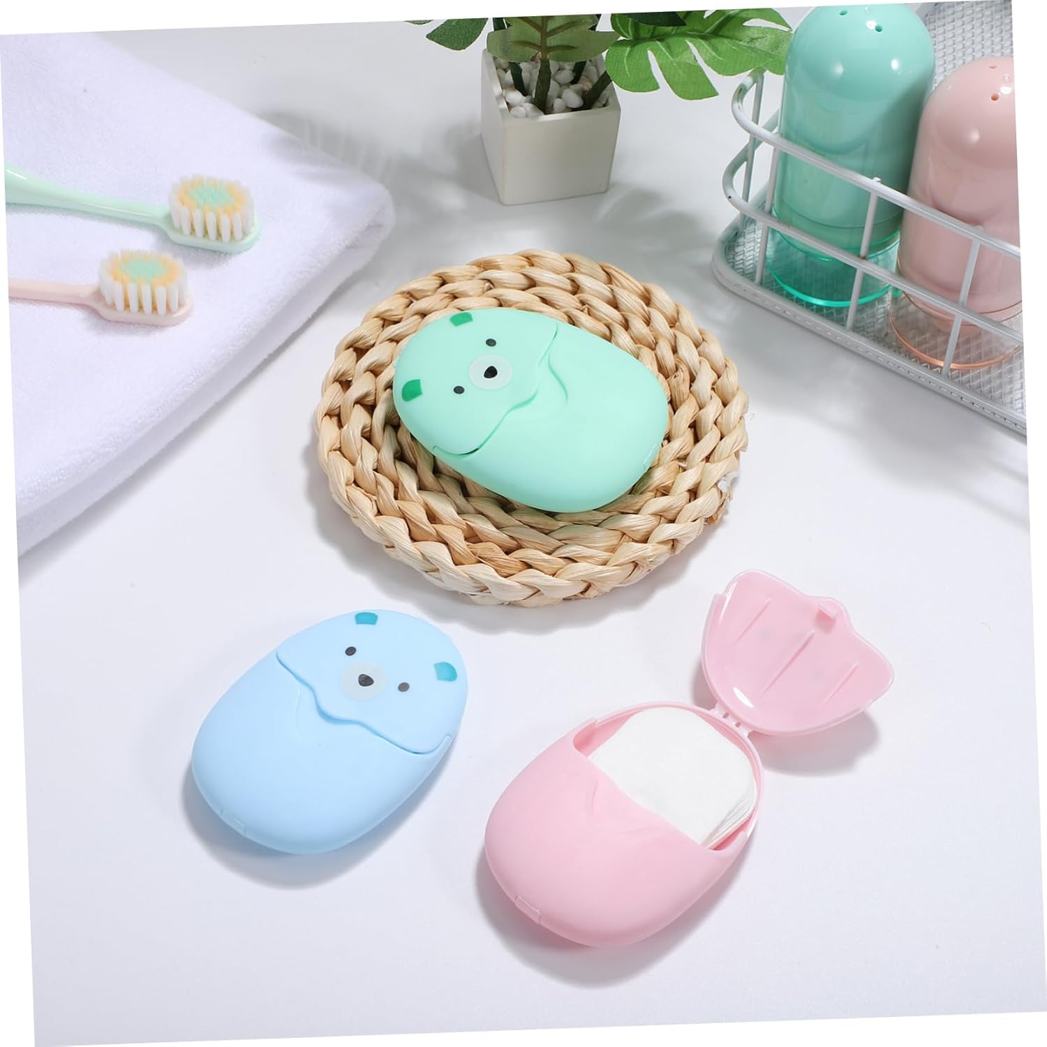 VANZACK 3 Pcs Disposable Paper Soap Sheets Portable Travel Soap Flakes Pp Material Mini Strips for Hand Washing for Hiking and Travel Toiletry Kits image number 2