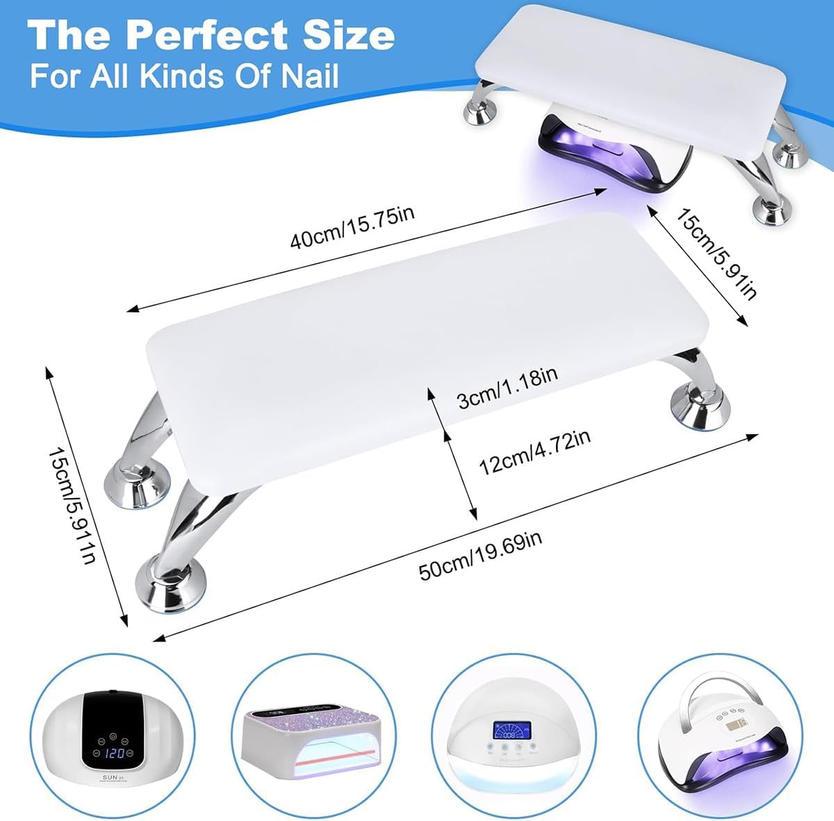 AIMALL European-Style Nail Art Hand Pillow with Bracket, Waterproof Manicure Arm Rest for Light Therapy Lamp, Comfortable Support Footstool for Salon and Home Use