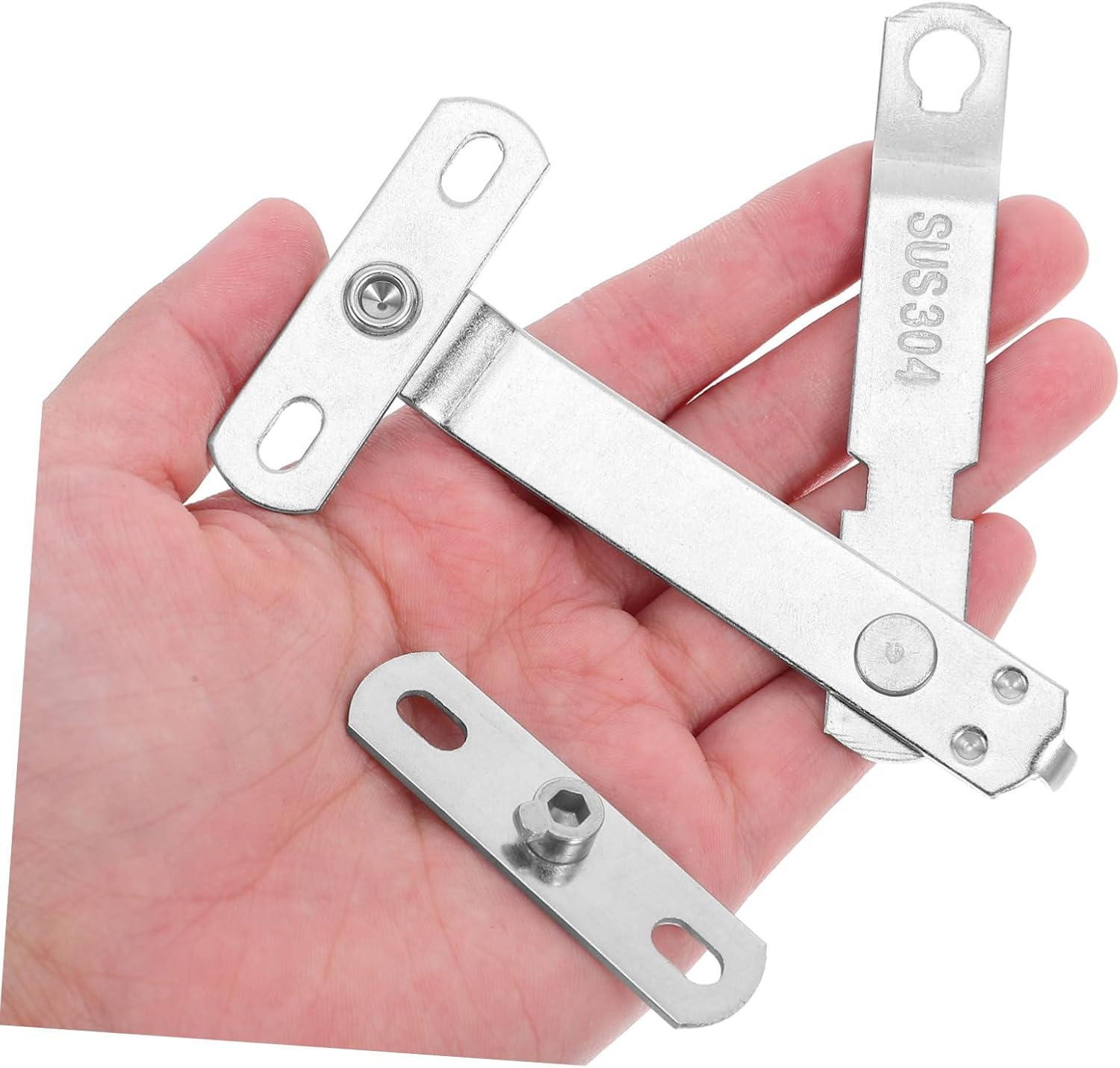 Toddmomy 4 Sets Stainless Steel Window Limiter for Casement and Sliding Windows Safety Opening Restrictor Lock Security Stopper for Home Ventilation Control Silver image number 4