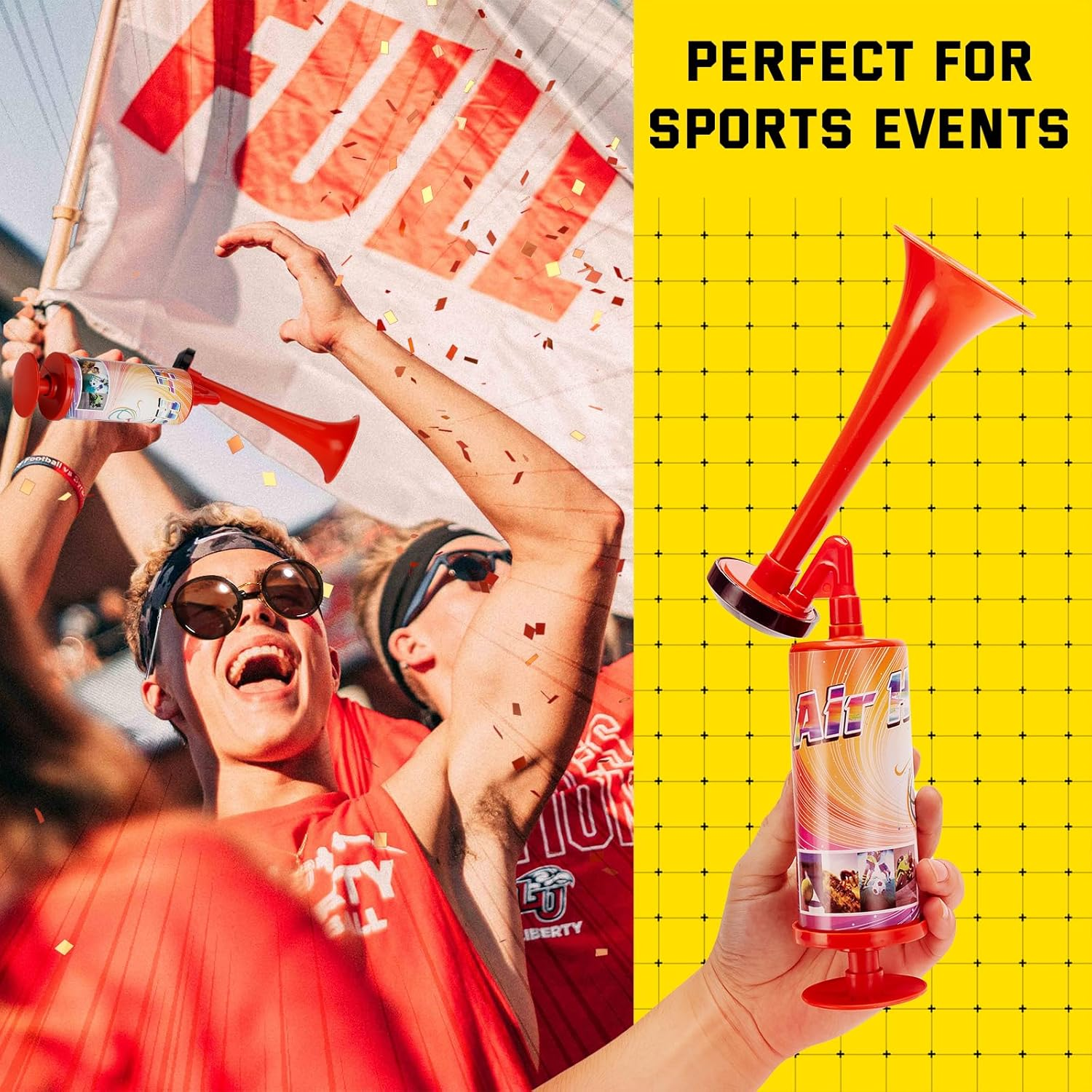 FARBIN Air Horn for Boating & Safety Dog Air Horn Bear Horn for Hiking Air Horns Loud for Safety Airhorns Horn Graduation Sports Events Party(Large ABS Handheld Horn 2PCS) image number 1