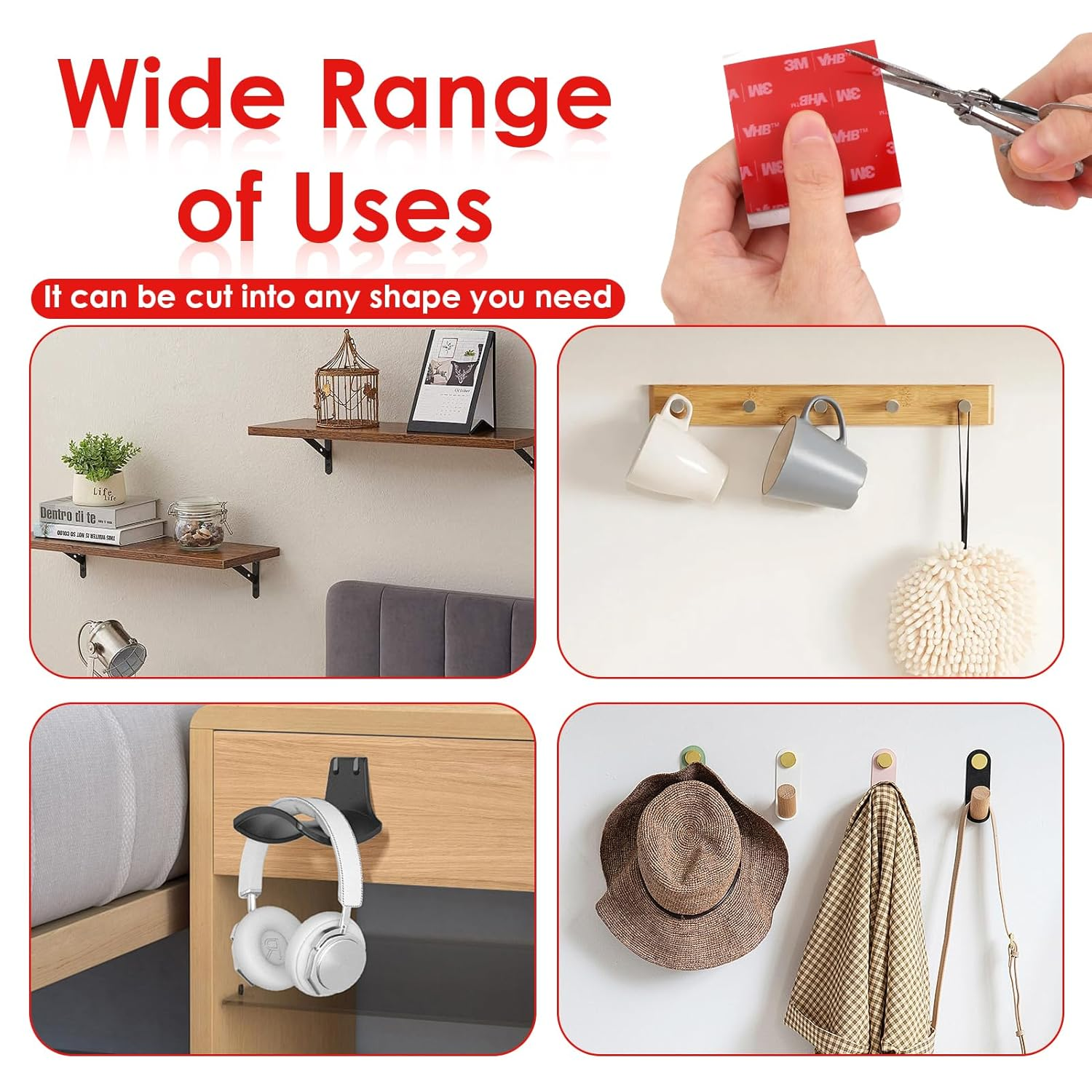 3M VHB Double Sided Adhesive Tape Pads 20 PCS, Heavy Duty Acrylic Foam Mounting Tape, Waterproof & Low Temperature Resistant, Strong Stick for Car Home Decor