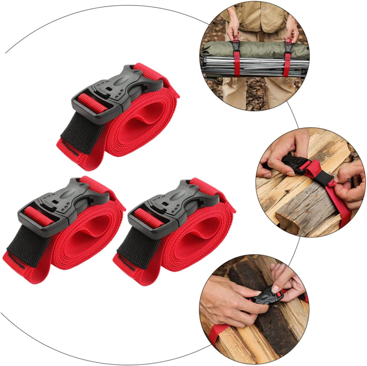 OSALADI 3Pcs Multifunctional Luggage Strap Nylon Buckle Ratchet for Camping Compression image number 5