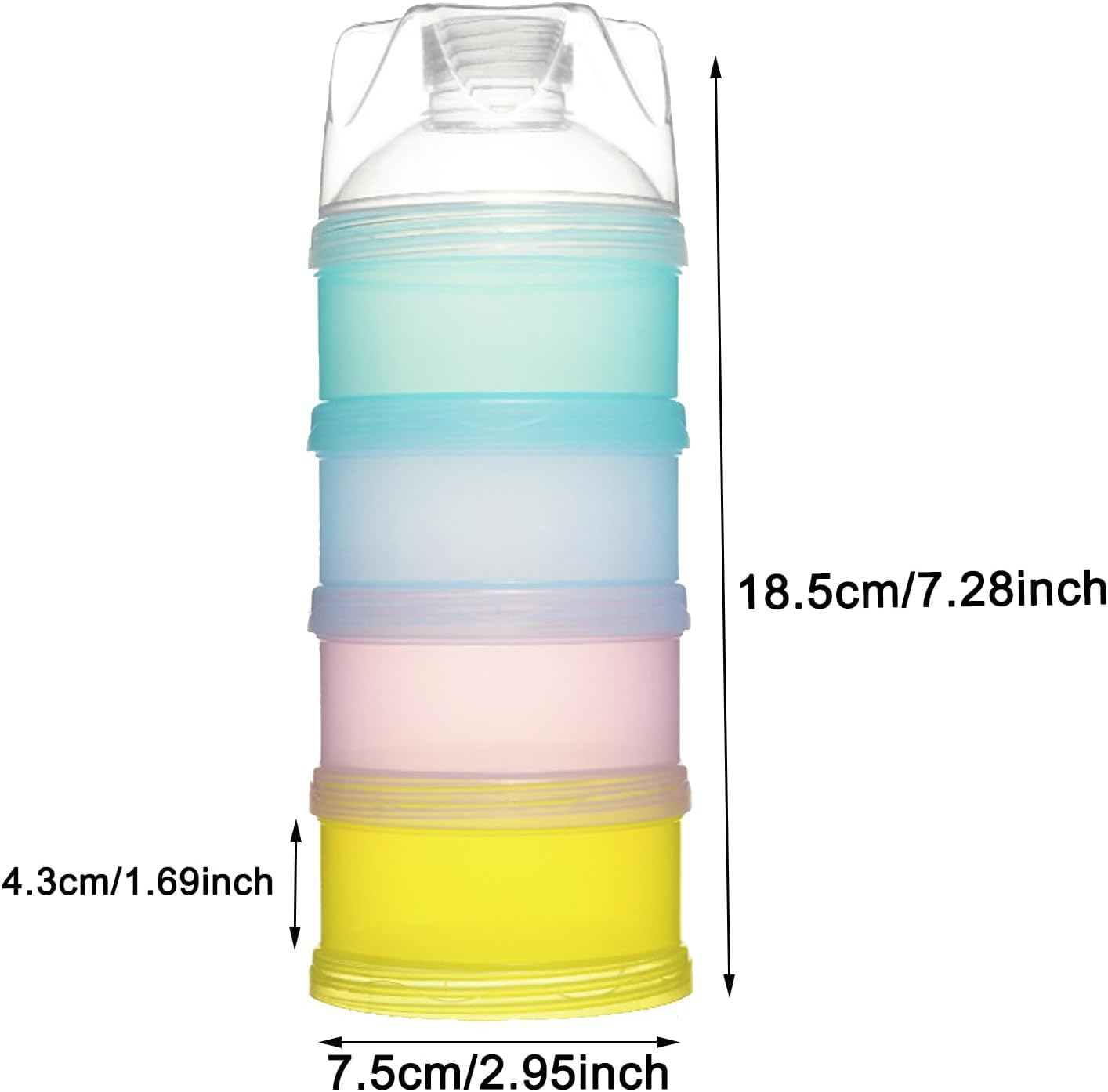 2 PCS 4 Layers Baby Milk Powder Dispenser, Milk Powder Pots,Food Storage Tank, Candy Storage Tank, Formula Dispenser Portable Milk Powder Formula Dispenser Container Pot Box Milk Cans Snack Storage Box for Travel (Four-Color) image number 5