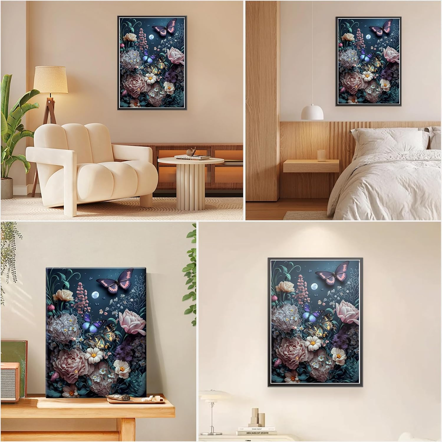 MEIYUDA DIY Paint by Numbers for Adults with Frame Flower, Paint by Numbers Kits Butterfly, Arts and Crafts for Beginner, Paint by Numbers Acrylic Pigment Drawing Paintwork Wall Art 30X40Cm