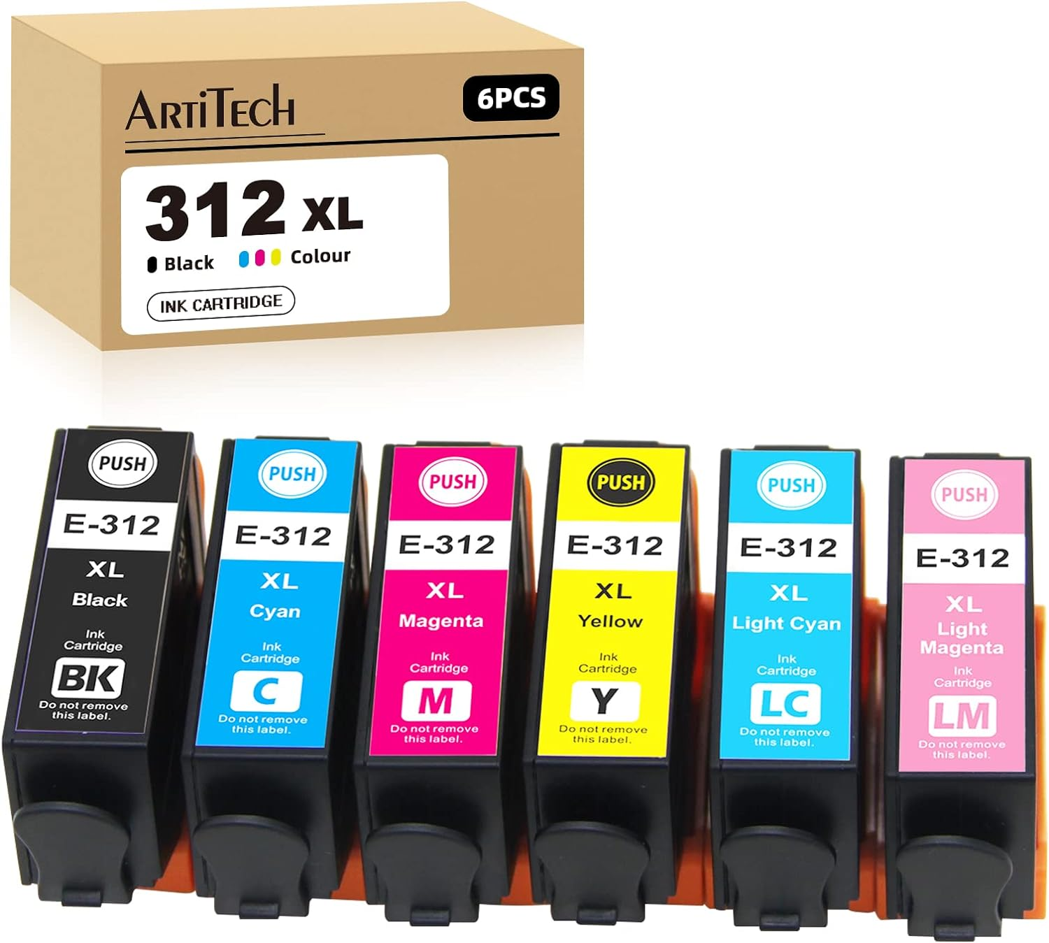 Artitech 312XL 312 XL Ink Cartridges Compatible for Epson 312 XL Replacement for Epson XP-8500 XP-15000 Printer (1B 1C 1M 1Y 1LC 1LM) image number 3
