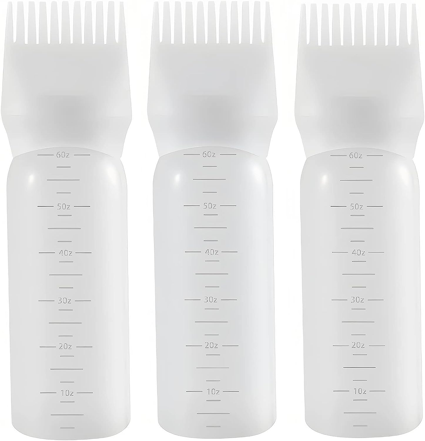 Root Comb Applicator Bottle 6 Ounce,3 Pack Applicator Bottle for Hair Dye with Graduated Scale(White) image number 5