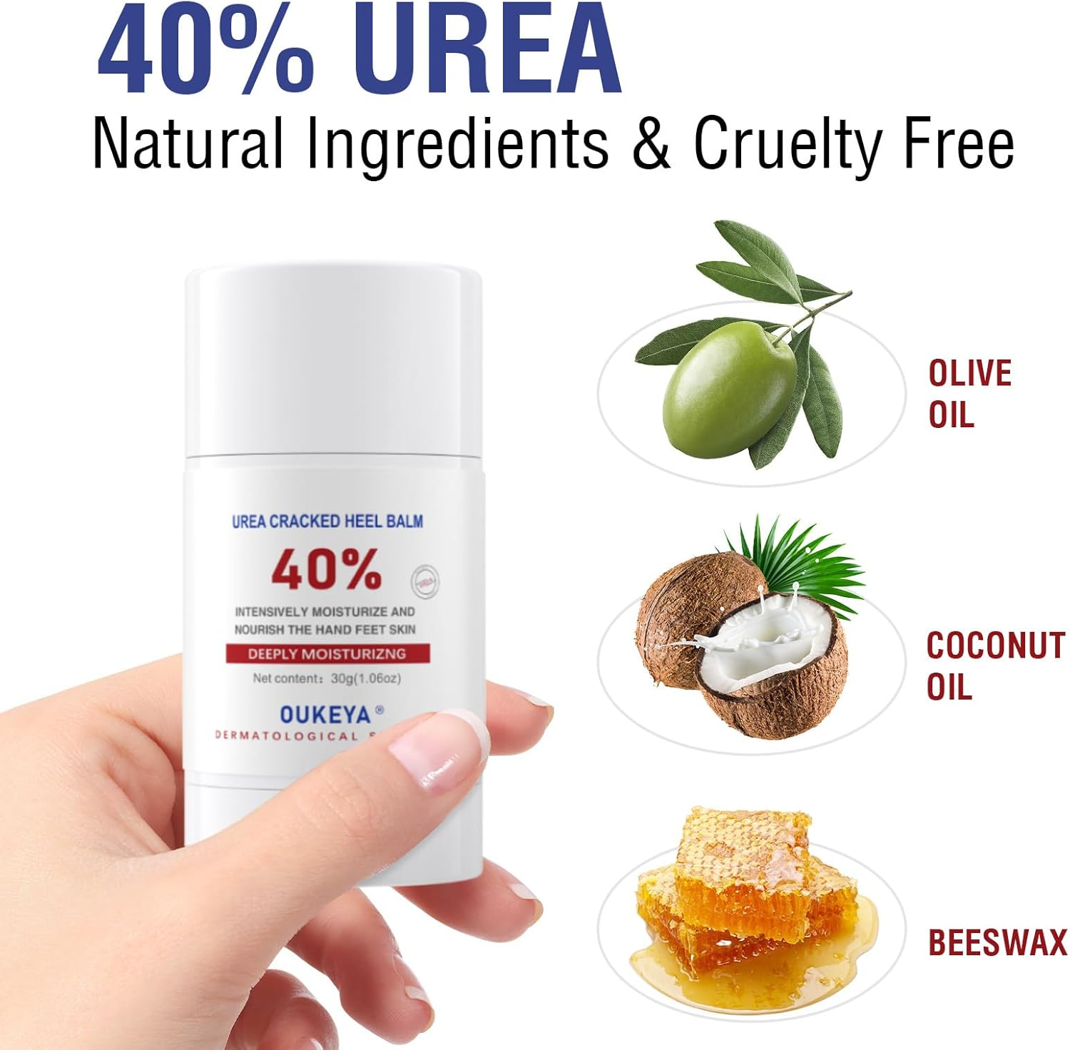 Urea Cream Stick 40% - Intensive Moisturizing Foot Cream for Dry, Cracked, Rough Skin on Heels & Feet, 1.06 Oz