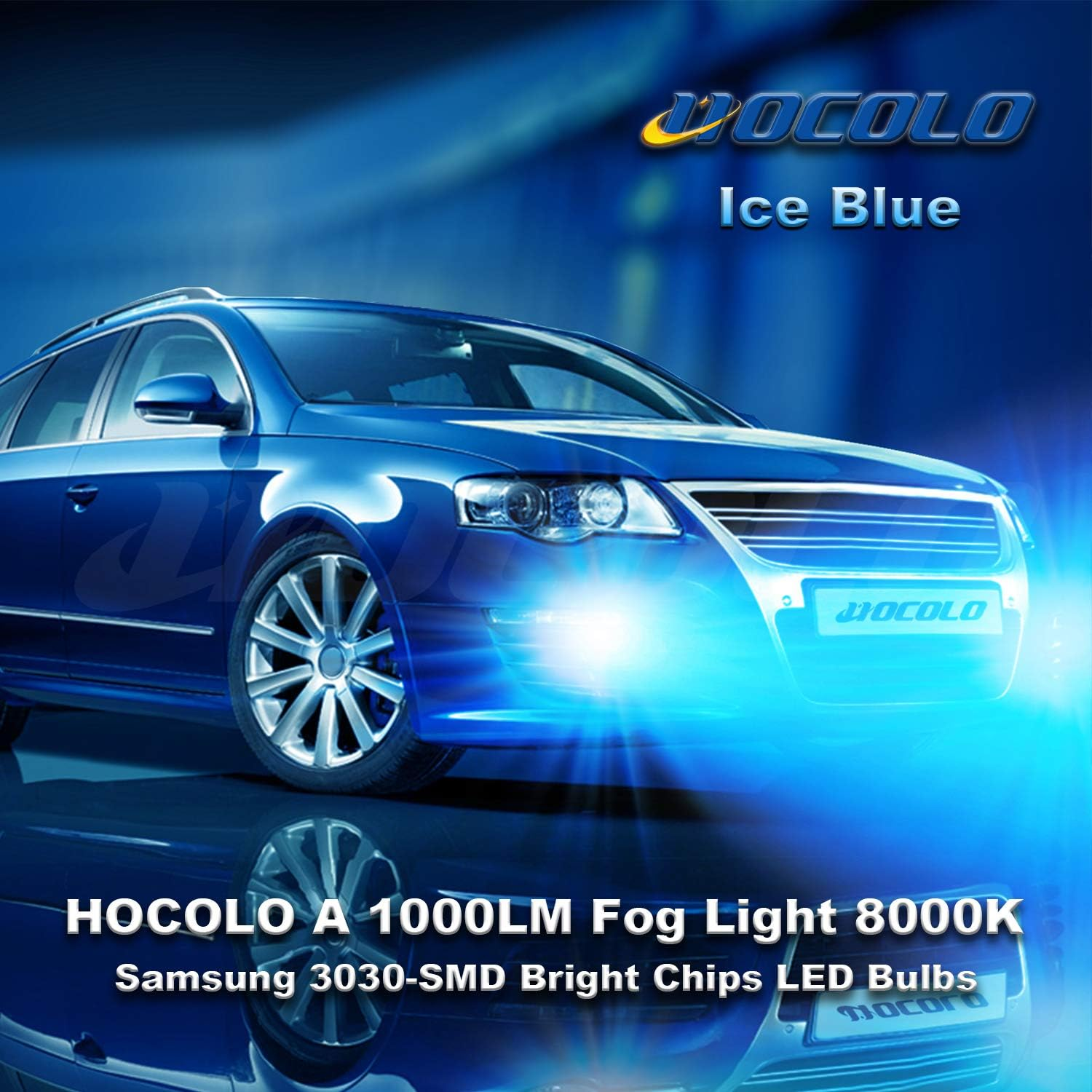 HOCOLO a Ice Blue White Fog Light DRL 8000K 6000K LED Bulbs-H7 H8 H3 H4 H1 9005 9006 2504 5202 (A-2504-Fog/Drl, Ice Blue Lighting)
