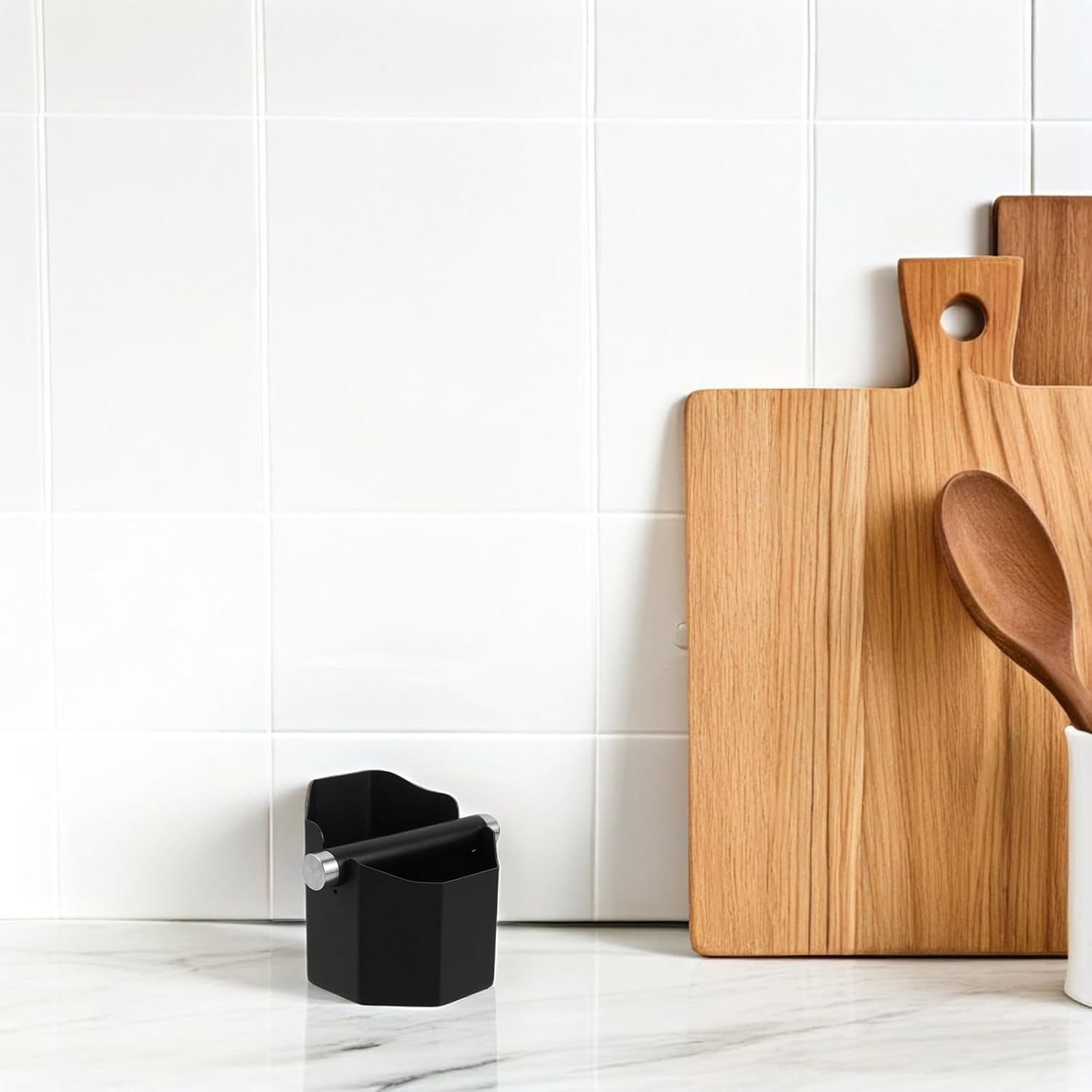 Hohopeti Espresso Coffee Grounds Knock Box Stainless Steel Knock Container Octagonal Coffee Slag Bucket Anti-Slip for Home image number 2