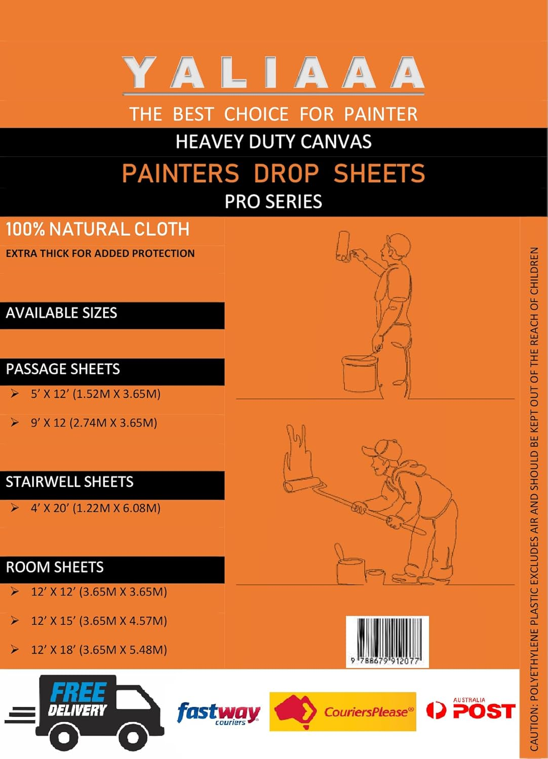 Heavy Duty Extra Thick Canvas Drop Cloth 5'X12'