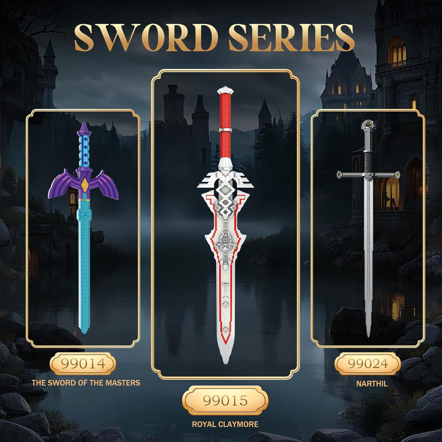 Reobrix Sword Building Kits for Adults, Cool Royal Claymore 99015 Collectible Construction and Display Model, Cosplay Toy Sword Anime Style Sword Home Office Decoration (981 Pieces) - Silver image number 7