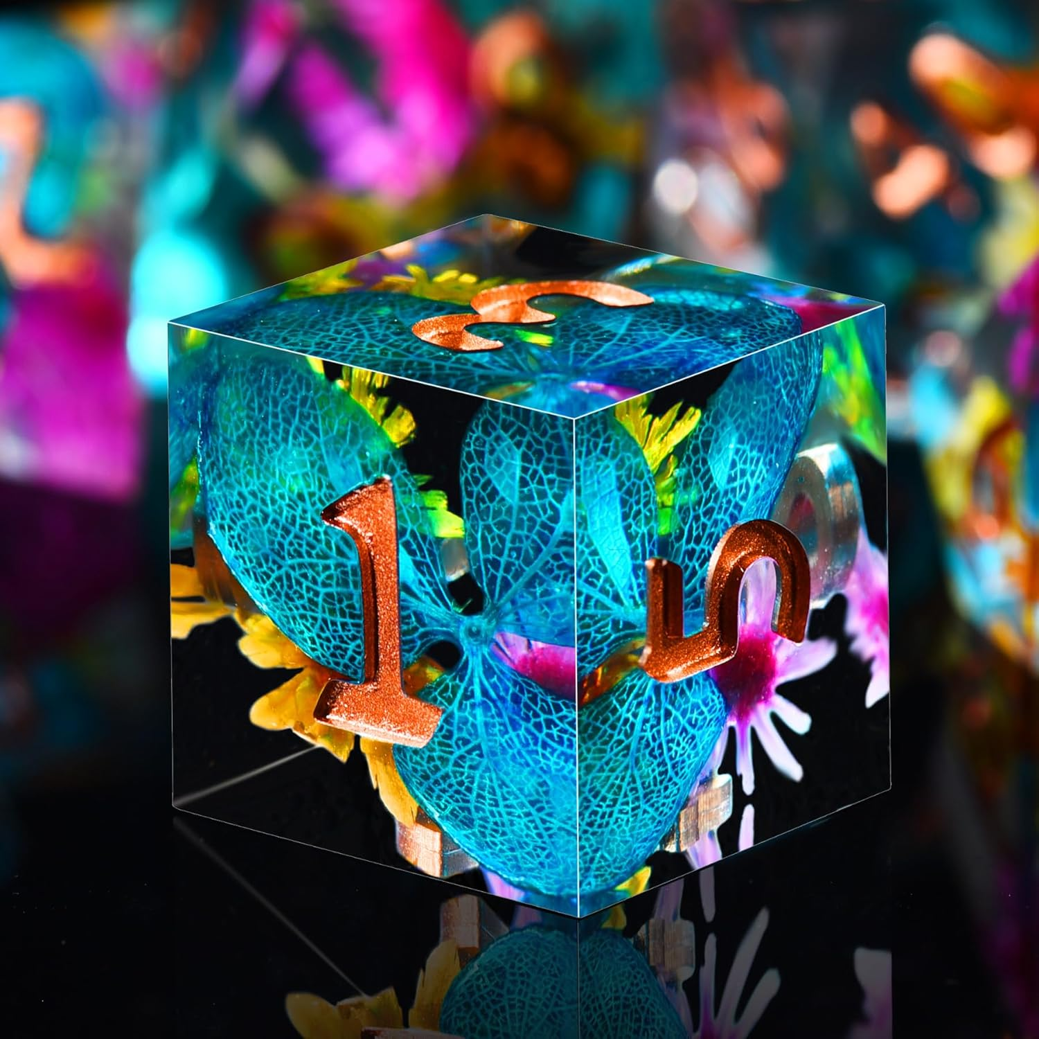 AUSTOR 7-Die DND Dice Set Handmade Sharp Edge Polyhedral Dice for Dungeons and Dragons RPG MTG Table Games（Flame Red & Ice Blue）