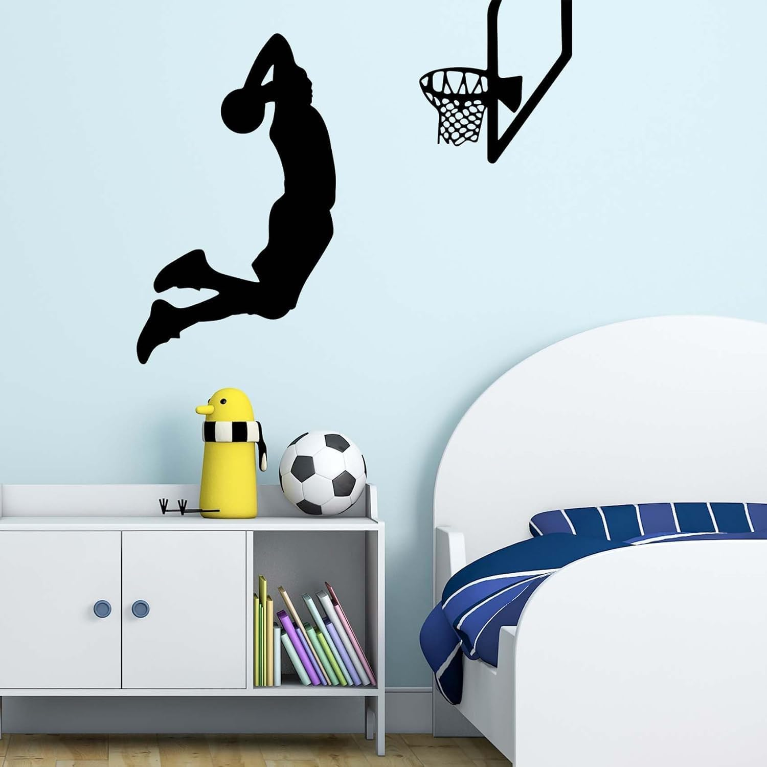 Basketball Silhouette Wall Decals - Slam Dunk Players Vinyl Stickers for Boys Room, Removable Sports Decor in Bedroom/Living Room, DIY Peel & Stick Home Art Decoration, 24X20.1 Inch image number 6