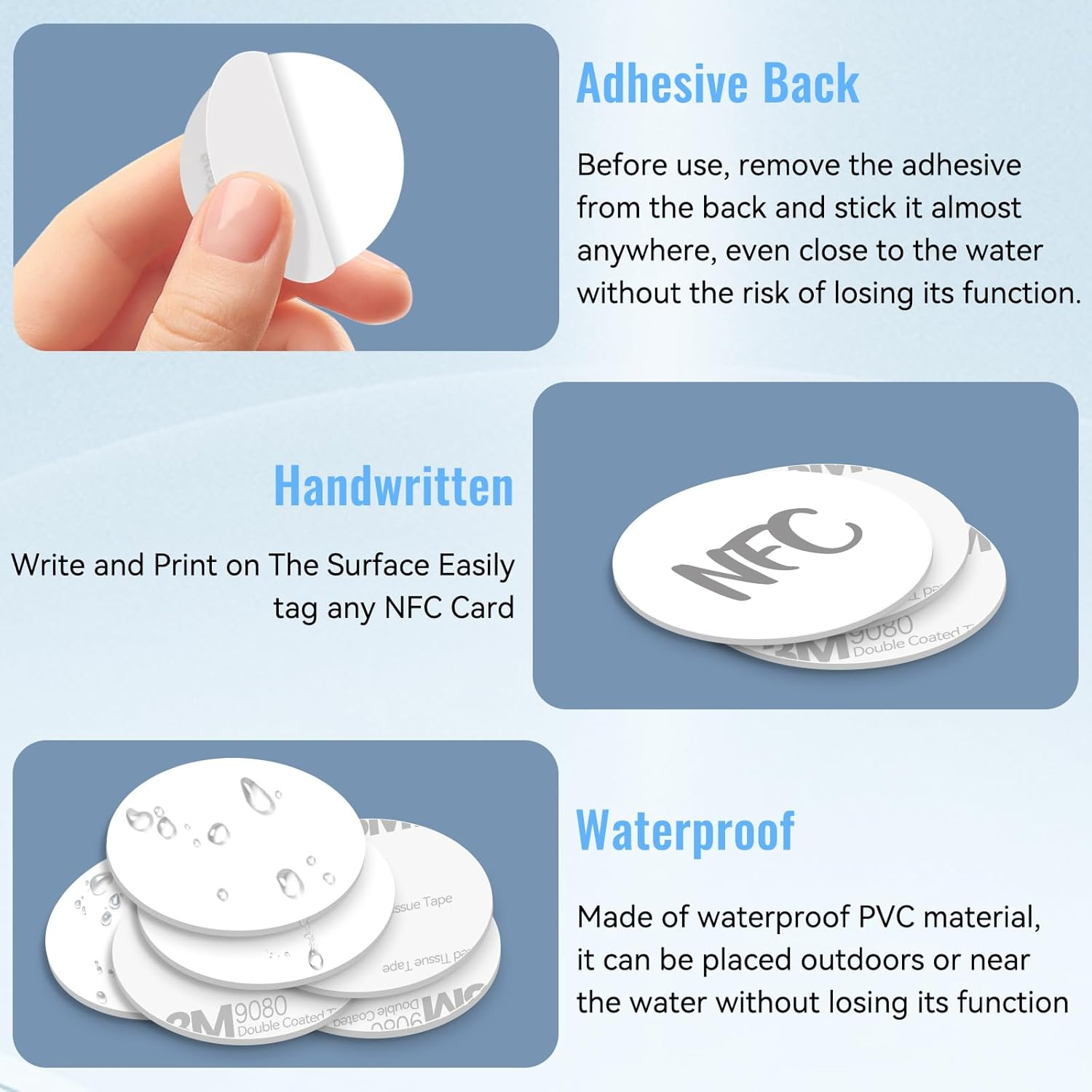 30 Pcs NFC Tags Stickers Ntag215 Blank NFC Coin Cards Rewritable NFC Stickers round with Adhesive Back, Compatible with Android Iphone and NFC Enabled Devices image number 2