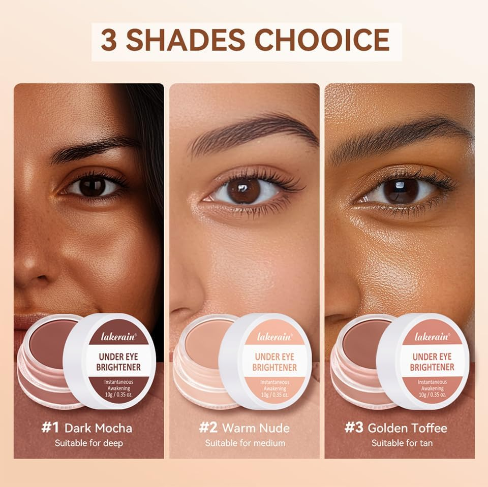 Full Coverage under Eye Brightening Cream for Dark Circles,Under Eye Cream Pot Concealer Full Coverage Pink Corrector Makeup, Nourishing Waterproof (Dark Mocha) - Golden Toffee image number 4