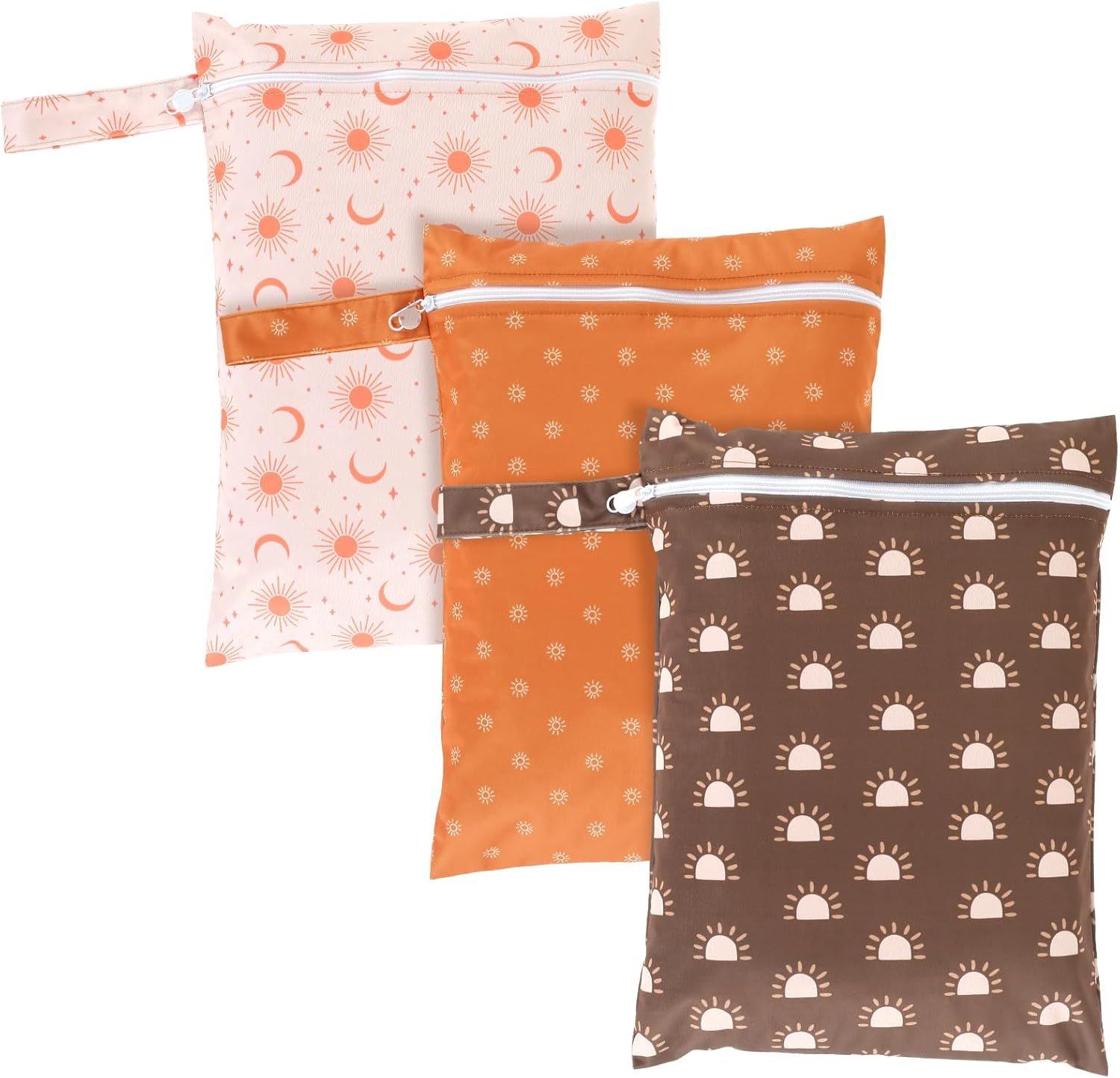 3Pcs Waterproof Wet Bag, Wet Bag Storage Bag Washable Travel Bags with Zipper Closure, Reusable Baby Diaper Bag Organizing Pouches Wet Bag for Swimsuit, Towels, Wet Clothes, Beach, 14" X 11", Style 2,