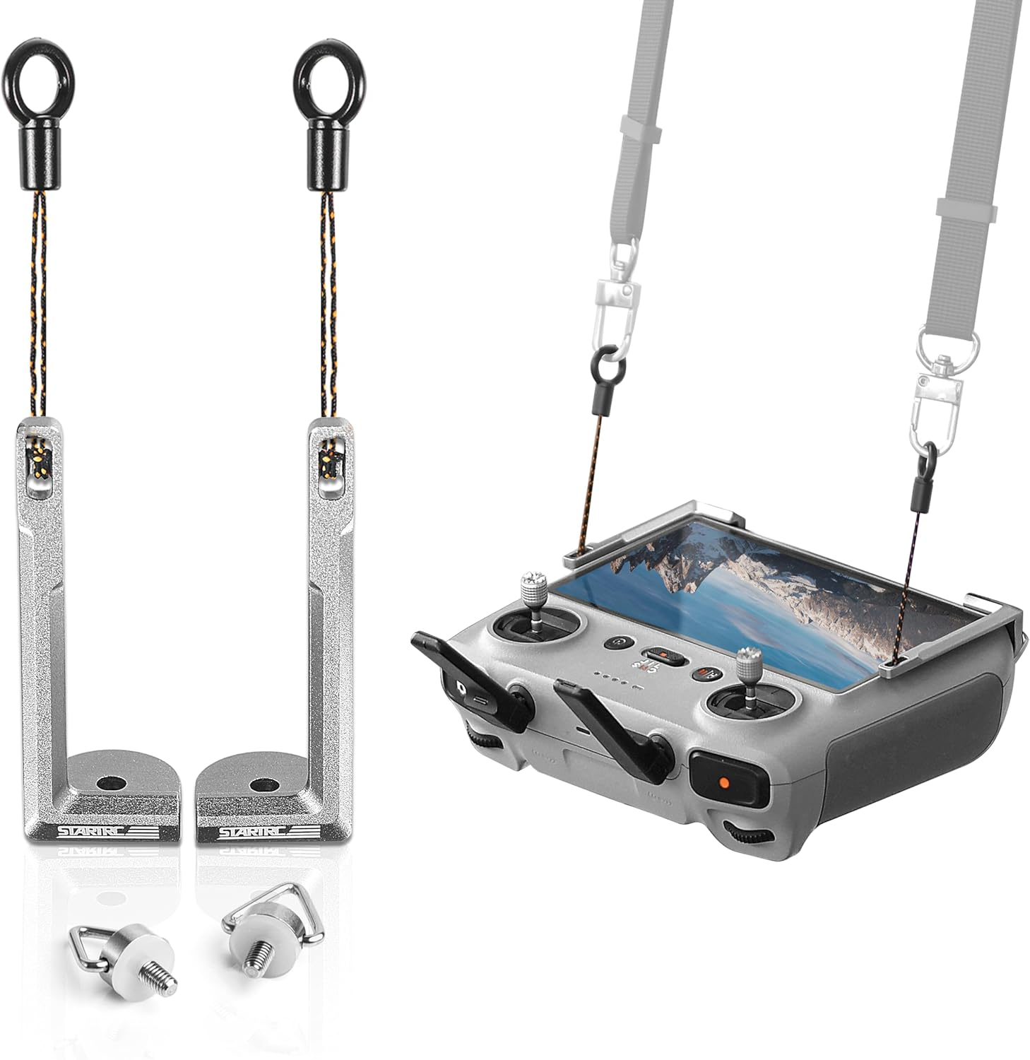 STARTRC 2-In-1 Balance Lanyard with Metal Fixtures for DJI RC/RC Pro Remote and Mini 4 Pro Neck Strap - Metal Firmware for DJI Mini 4/Air 3/Mavic 3 Drone Accessories - Screen Facing Up, Gray image number 6