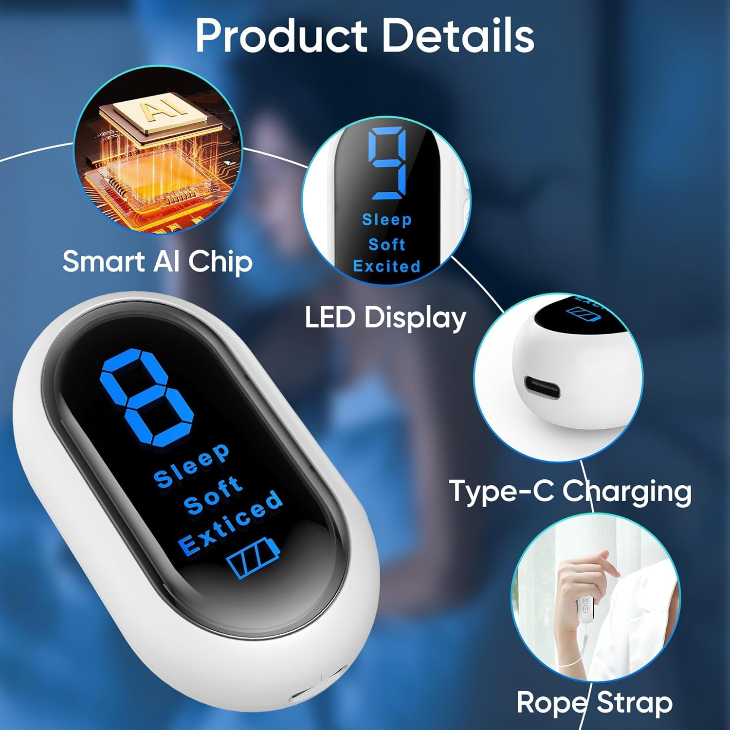 Sleep Aid Device, 3 Modes&9 Gears Sleep Instrument Anxiety Relief for Adults Calm, Type-C Rechargeable Microcurrent Holding Portable Sleep Aids, Improve Deep Sleep, Easy to Carry image number 3