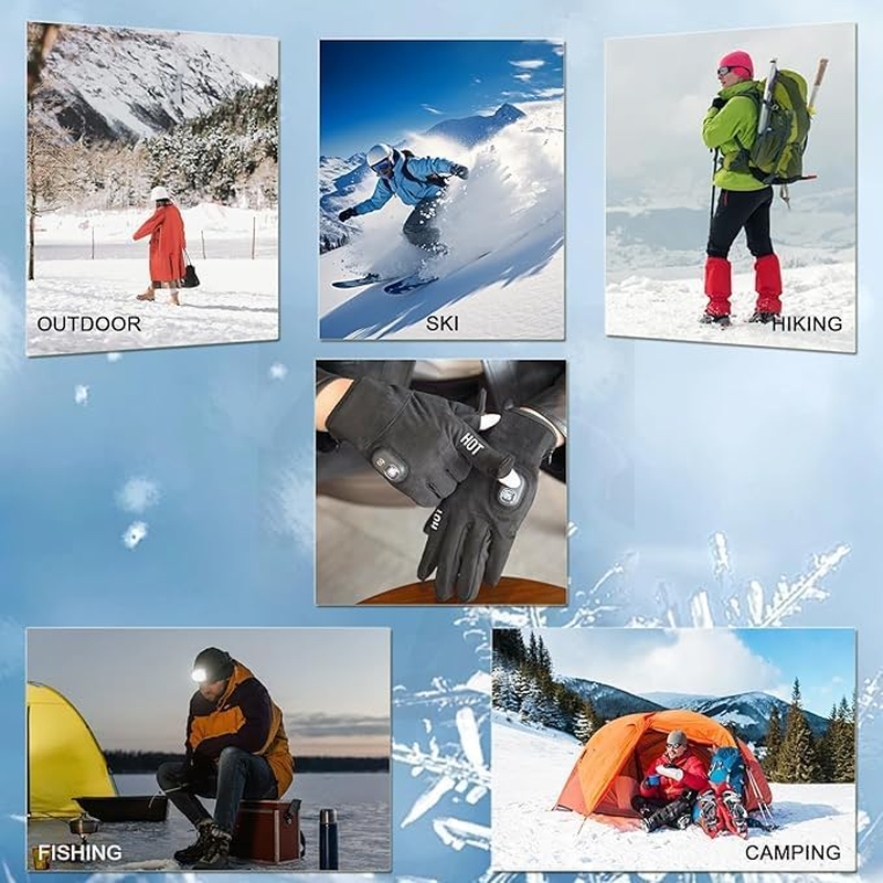 B-Qtech Heated Gloves, Electric Rechargeable Gloves, Skiing Gloves Cold Weather Heating Gloves for Men Women, Snow Work Camping Hiking Hand Warmer Glove image number 3