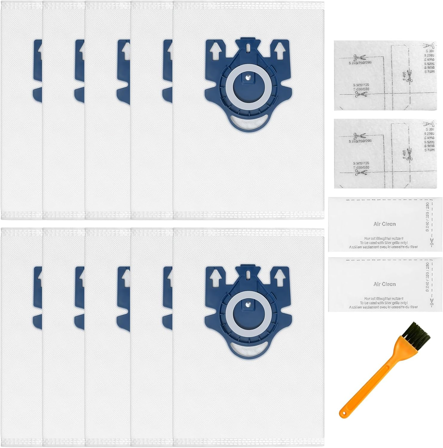 10 Pack 3D Airclean GN Vacuum Cleaner Bags 4 Set Air Filter for Miele Classic C1, Complete C1, Complete C2, Complete C3, S227, S240, S270, S400, S2, S5, S8 Series Canister Vacuum Cleaner(Gn-10) image number 3