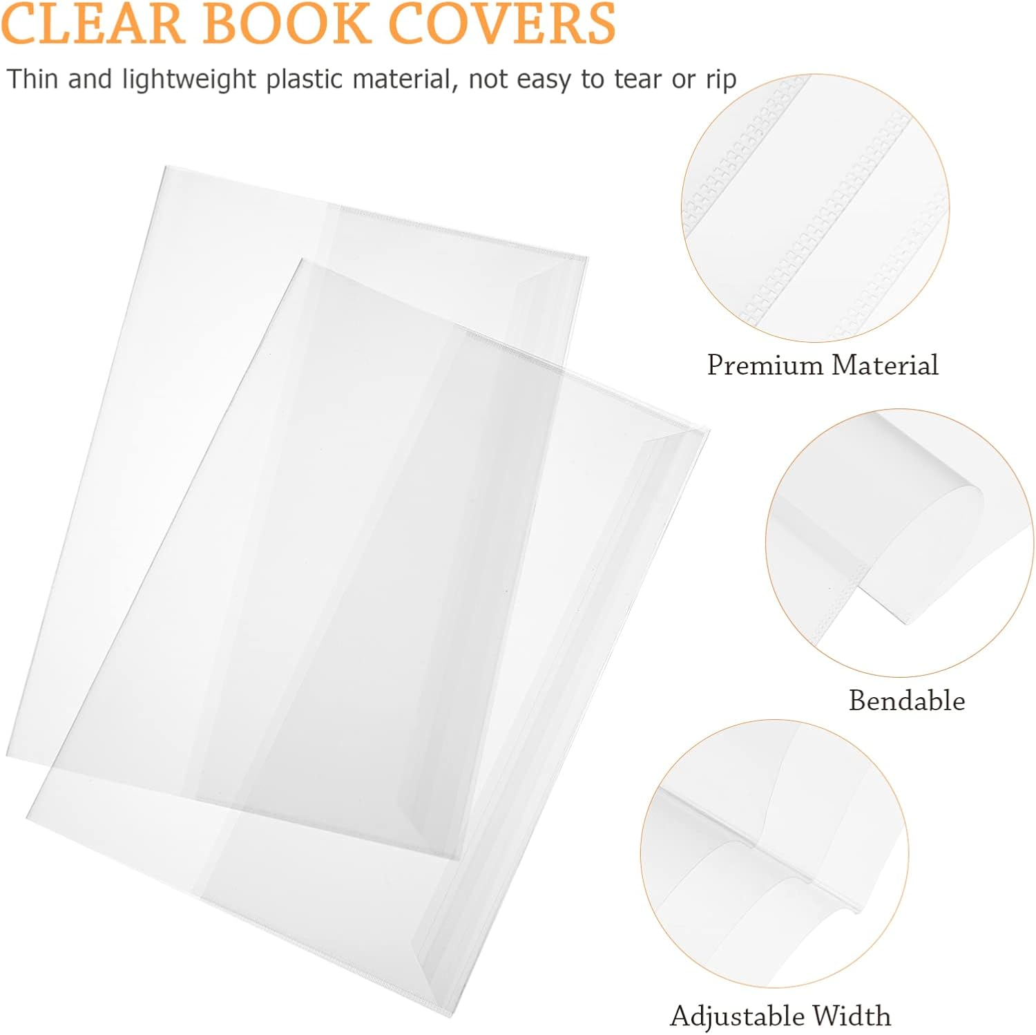 Toddmomy 5Pcs Transparent Book Covers,Plastic Clear Book Sleeve Clear Slip on Book Cover image number 5