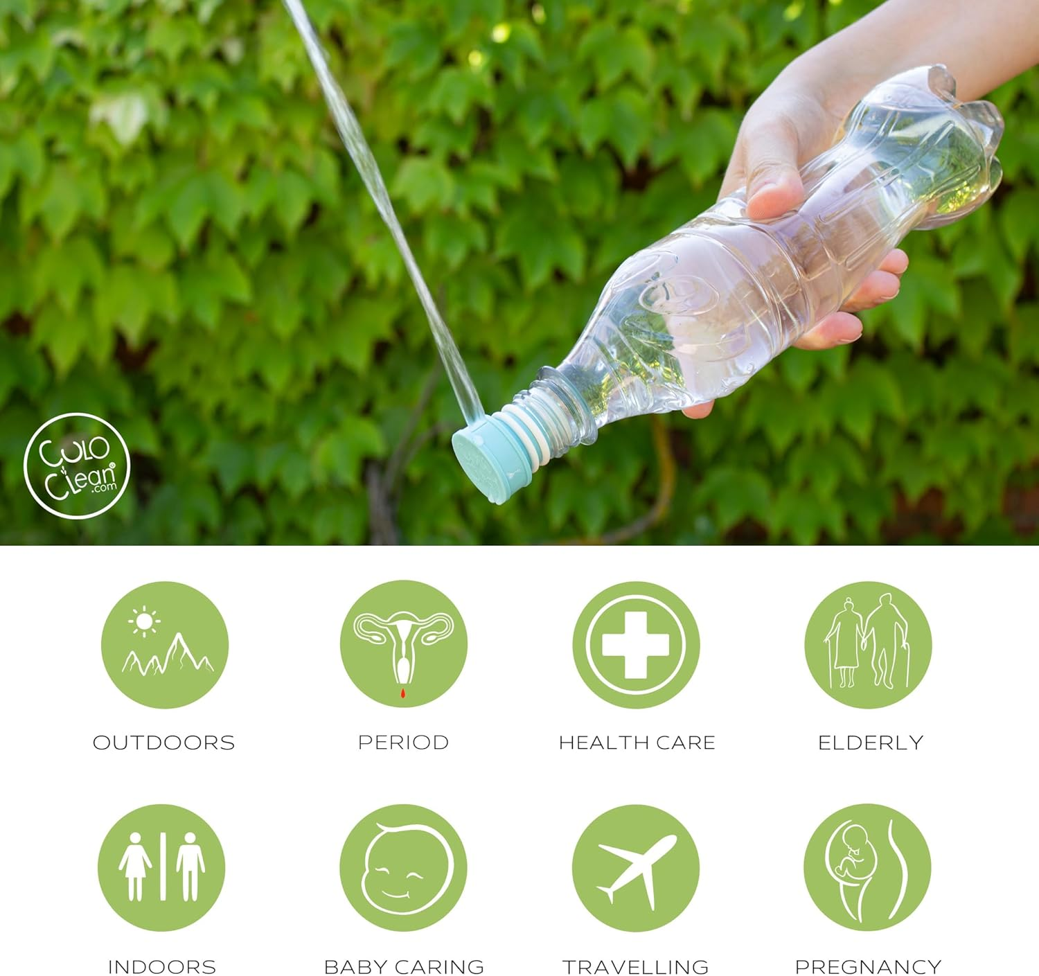 Culoclean Portable Bidet for Toilet, Travel, or Camping. Compatible with Every Bottle. Discreet, Ecological, Mini, Elderly, Sprayer, Bio, Personal, Handheld, Backcountry Bidet (4 Colors Mix, 8Pcs) - 4 Colors Mix image number 2