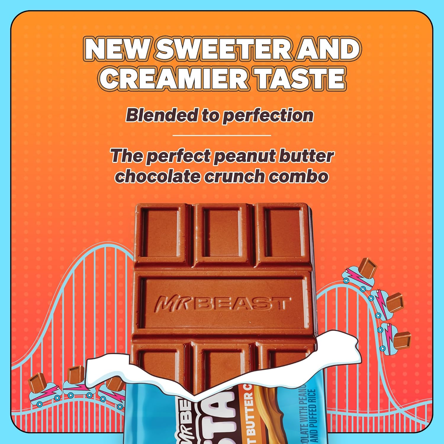 Feastables by Mrbeast Peanut Butter Milk Chocolate Crunch KING Size Candy Bar, 2.1Oz (60G), 10 Count image number 4