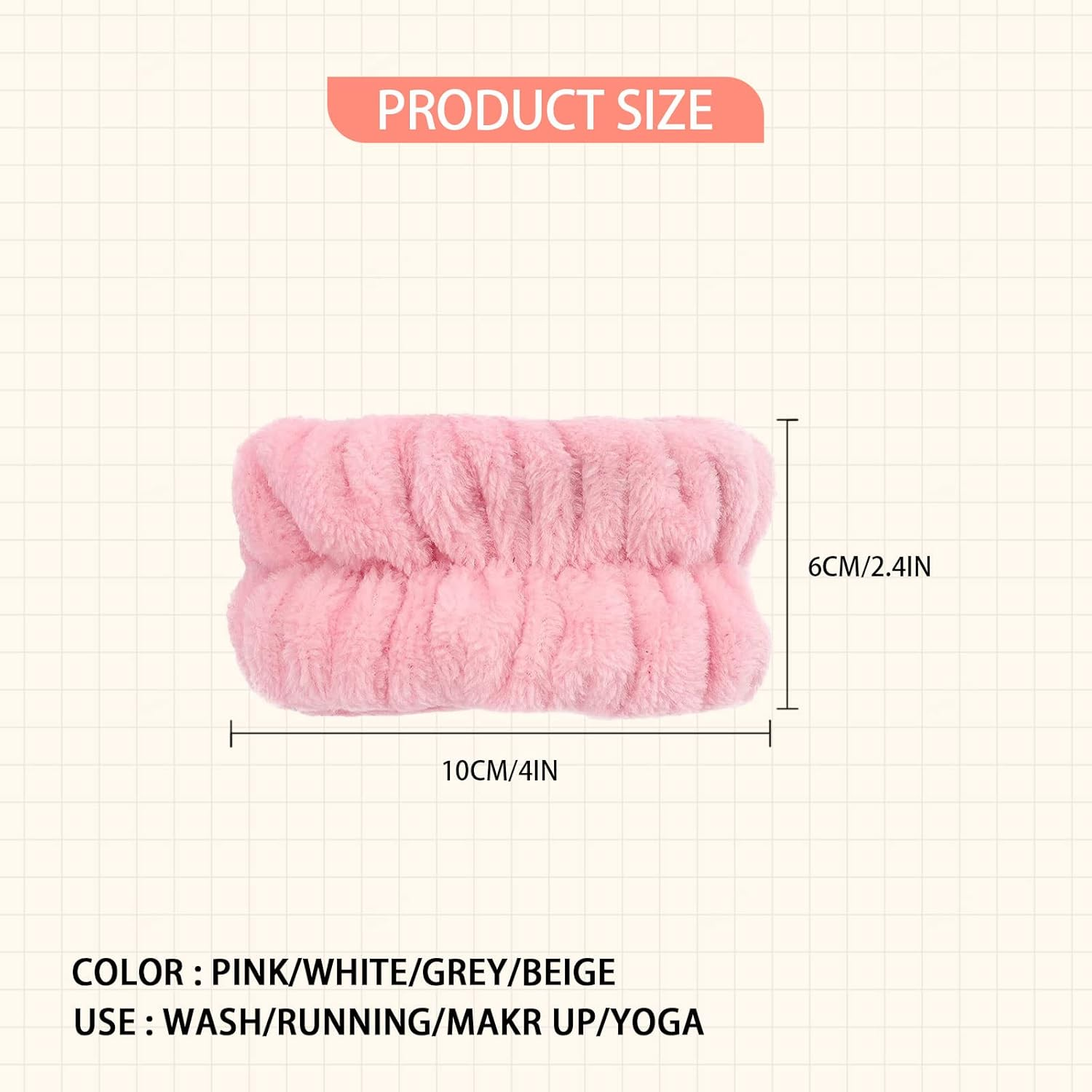 PMELCXD 4 Pairs Wrist Spa Bracelets Microfiber Washable Face Absorbent Bracelets for Women Girls Prevent Liquid Slipping down Your Arms image number 2