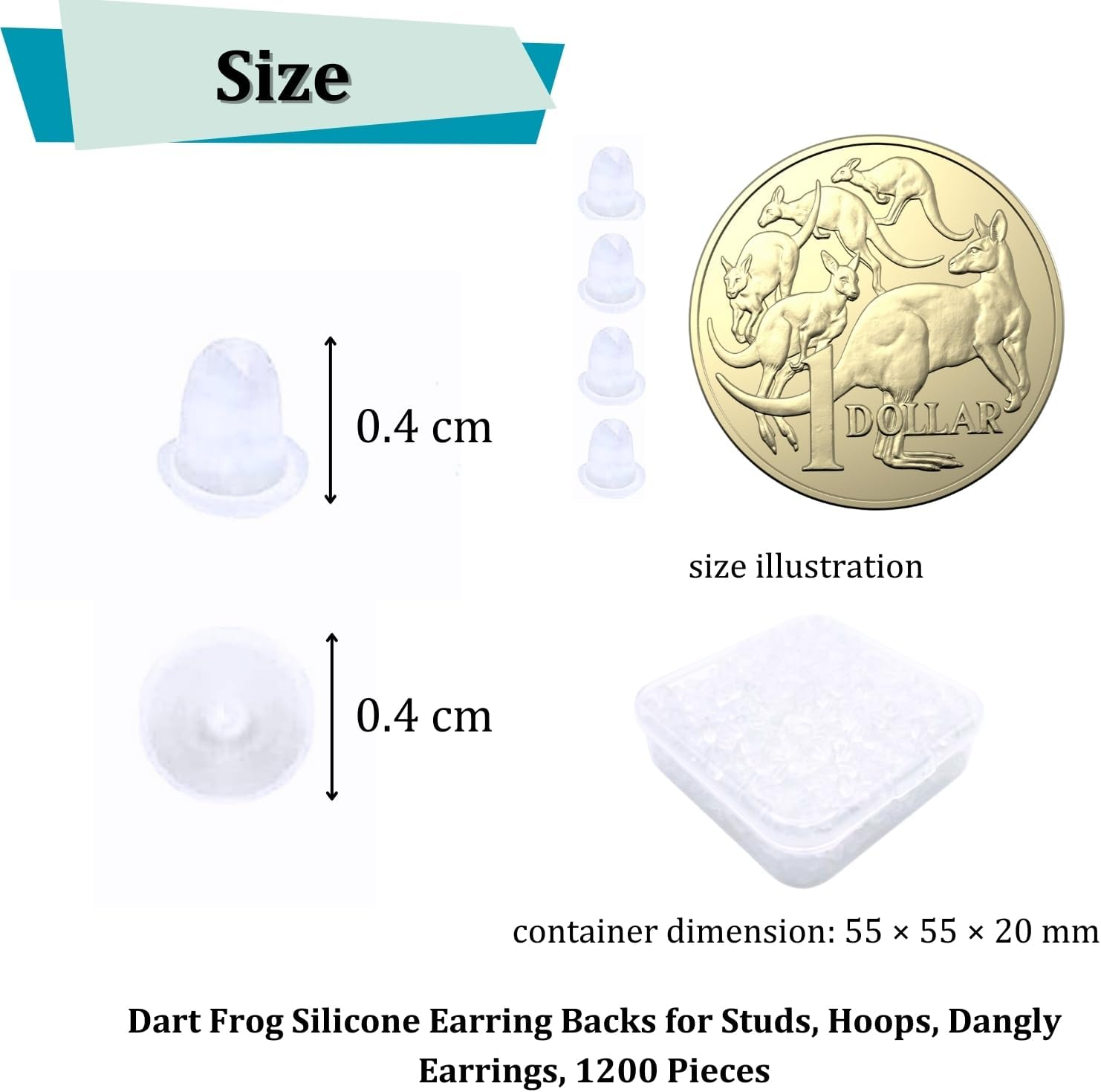 Dart Frog 1200 Silicone Earring Backs for Studs, Hoops, Dangly Earrings image number 1