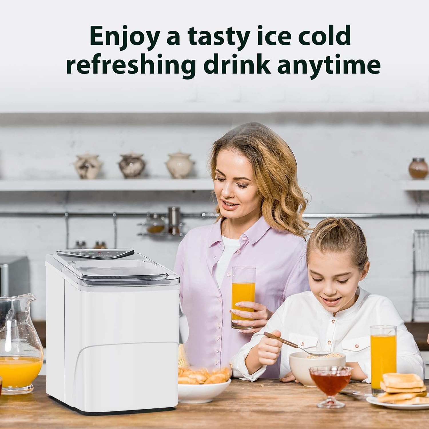 Cobuy Self-Cleaning Ice Machine Countertop, 9 Cubes Ready in 6 Mins, 12KG in 24Hrs, Portable Ice Maker Machine for Home Kitchen Office Bar Party, White image number 3