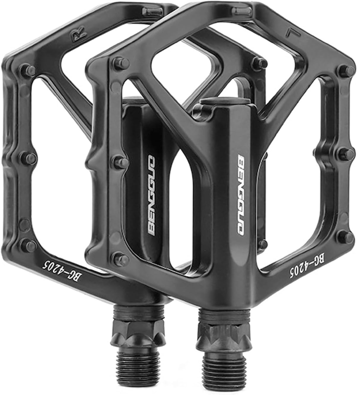 Bike Pedals, Mountain Bike Pedals, Aluminum Alloy Bicycle Pedals, 9/16" Sealed Bearings Road Bike Pedals, Lightweight Bicycle Flat Pedals with Anti-Skid Nails for Road Mountain BMX MTB Bike image number 1