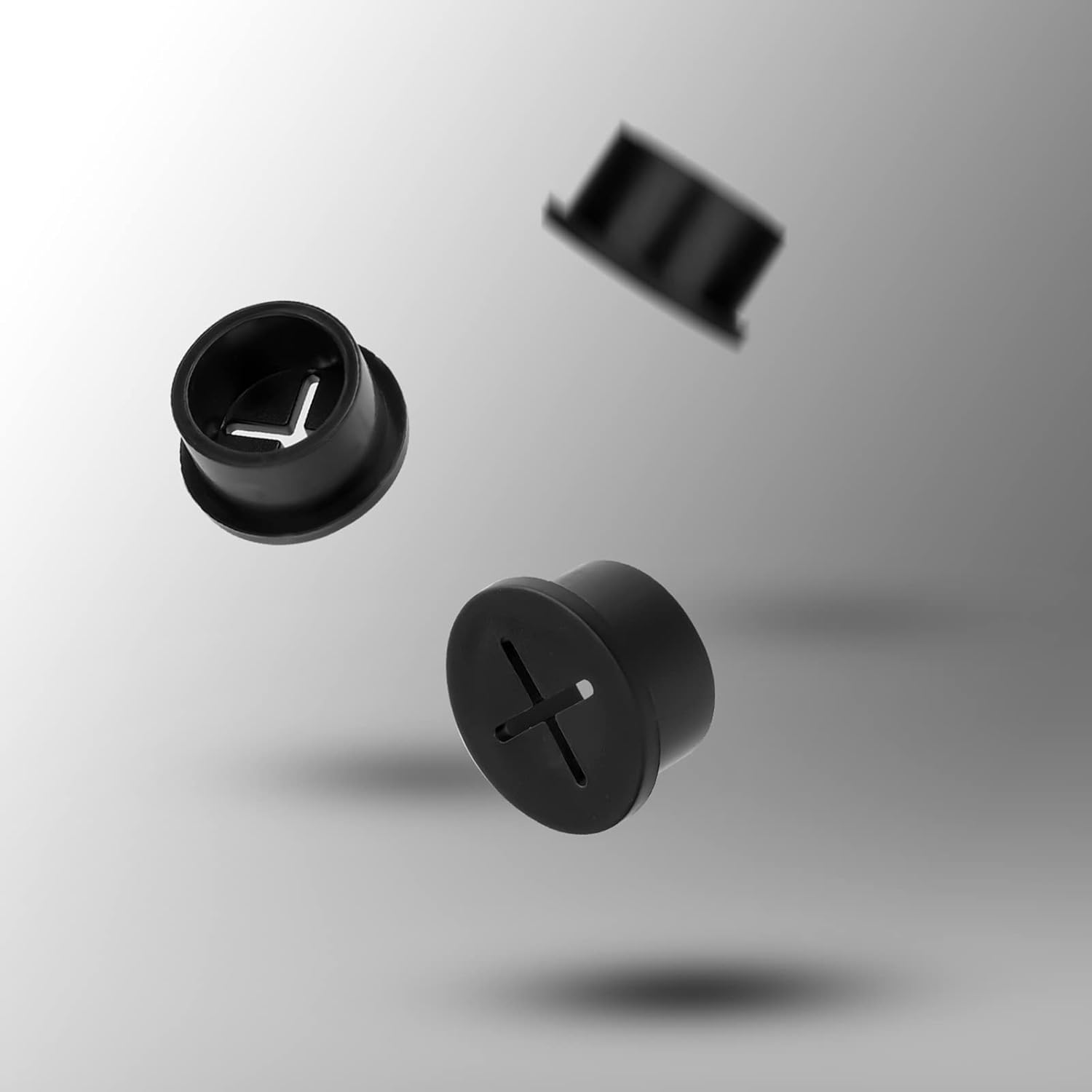 SAVITA 10Pcs Cable Cord Grommets 1 Inch, Rubber Wire Cable Grommet Hole Cover Cords and Cables Organizer Cross Hollow Style Wire Holders for Desk Office Home School Computer (Black) - White image number 6