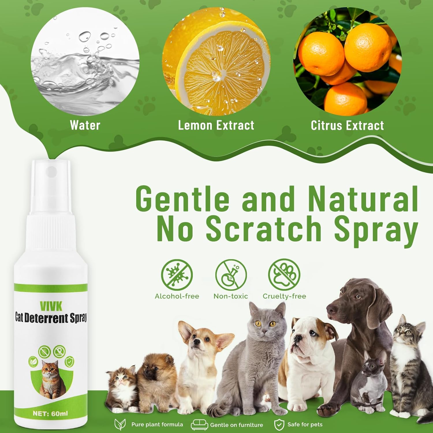 VIVK Cat Deterrent Spray with 6 Balls, Indoor Outdoor Natural Safe Cat Deterrent for Furniture Garden Carpet Yard Lawn, Training Aid Spray, Effective against Scratching & Chewing image number 3