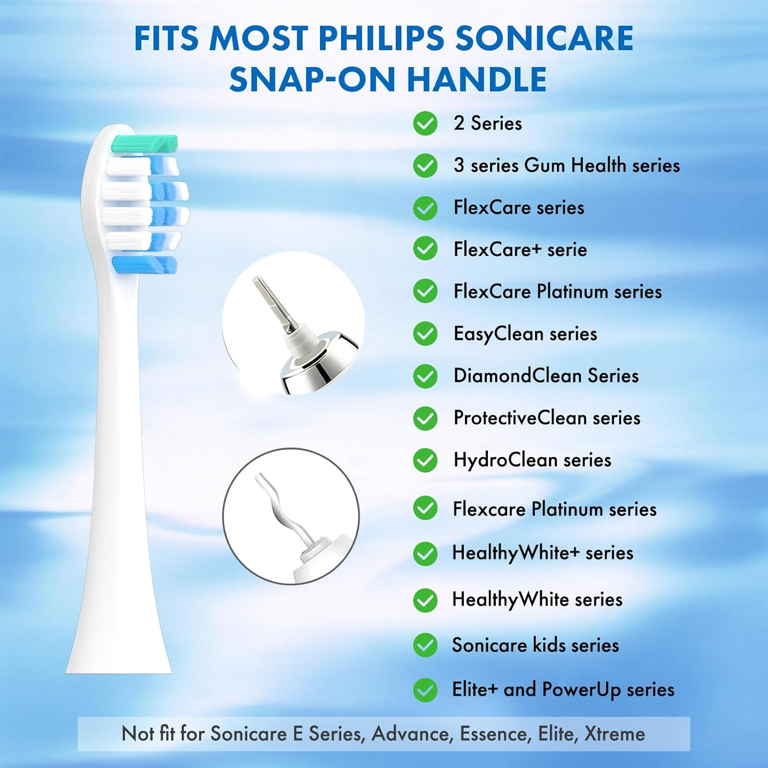 Replacement Toothbrush Heads Compatible with Philips Sonicare：10 Pack Soft Replacement Electric Brush Head Compatible with Phillips Sonicare Snap-On System image number 2